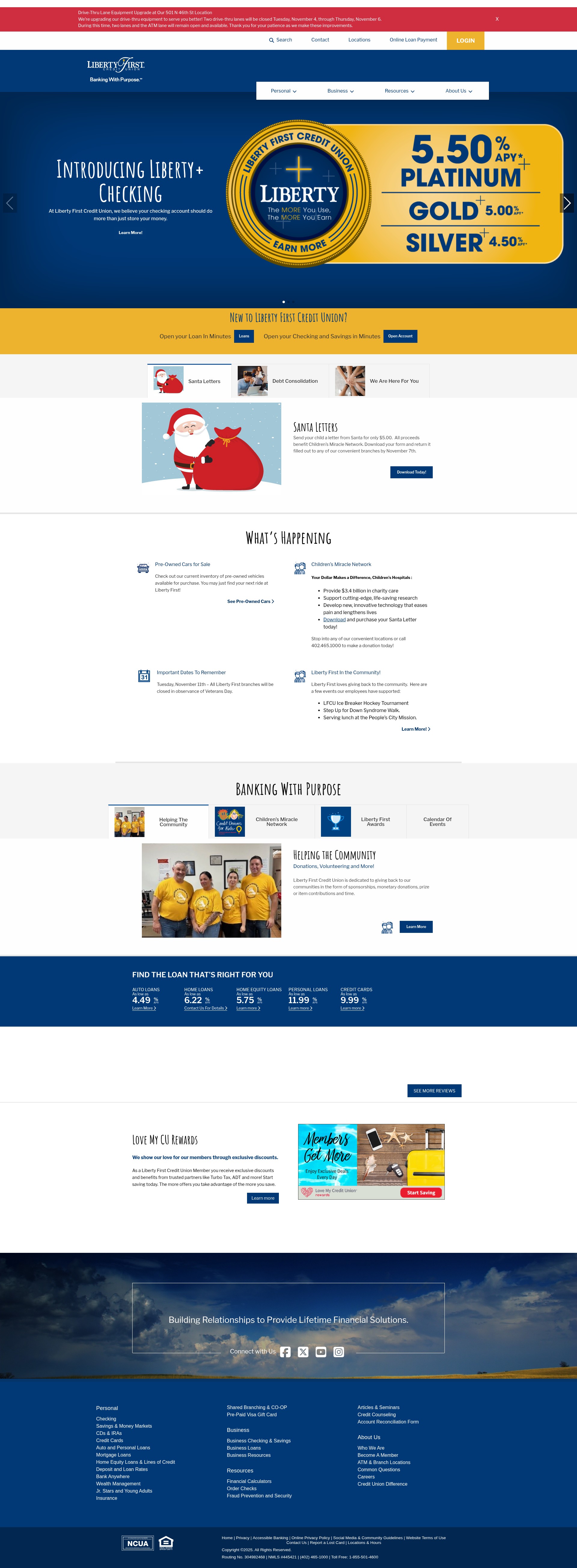 Screenshot of www.libertyfirstcu.com