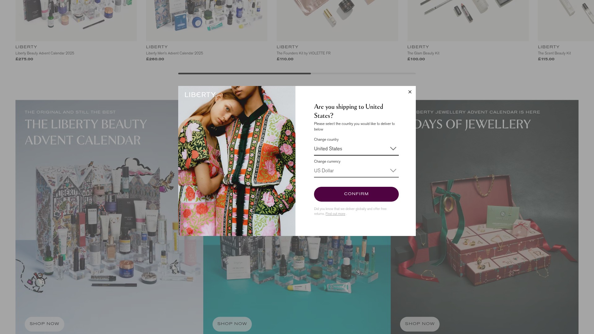 Screenshot of www.libertylondon.com