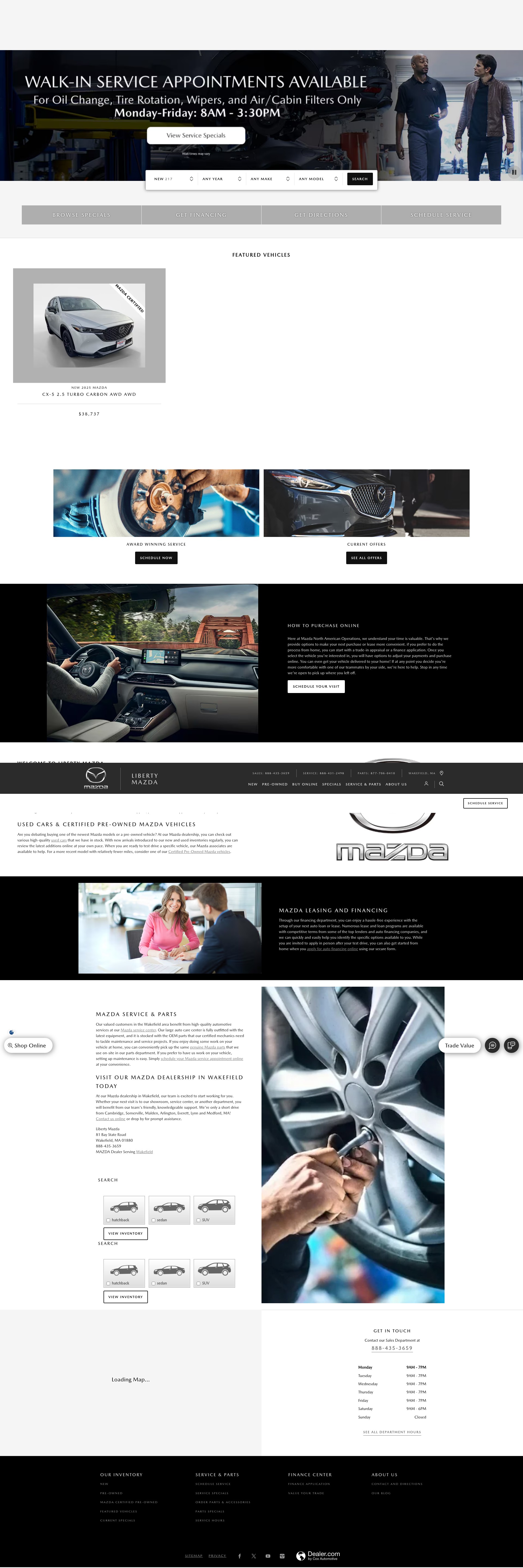 Screenshot of www.libertymazdausa.com