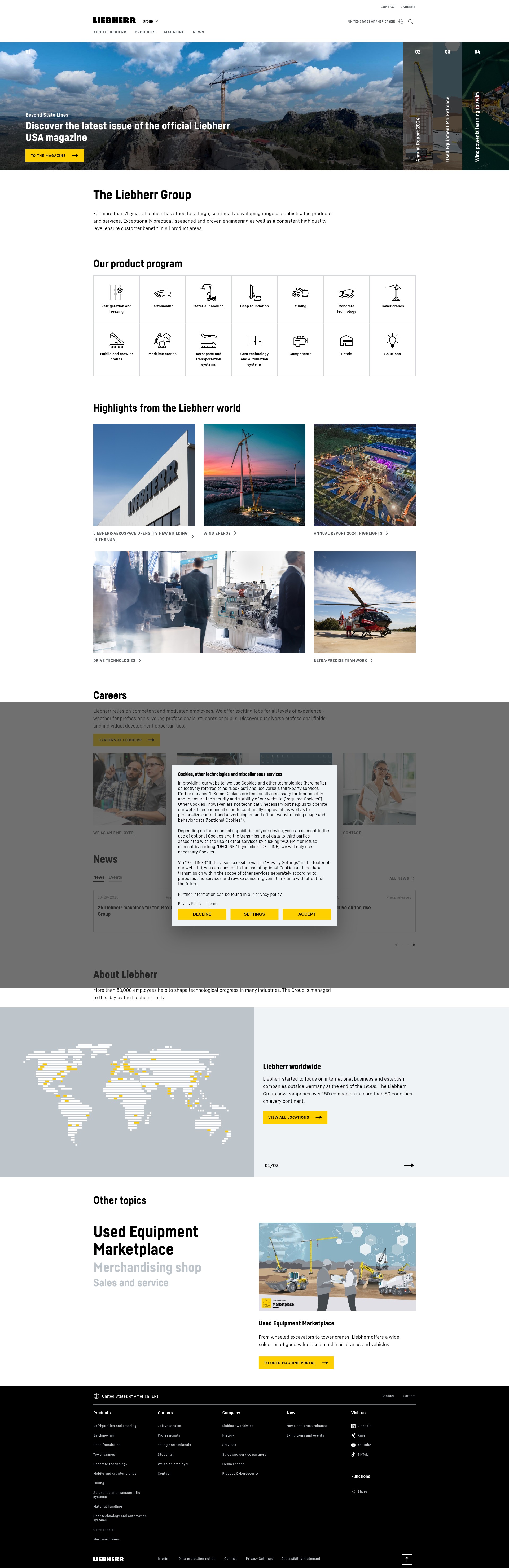 Screenshot of www.liebherr.com