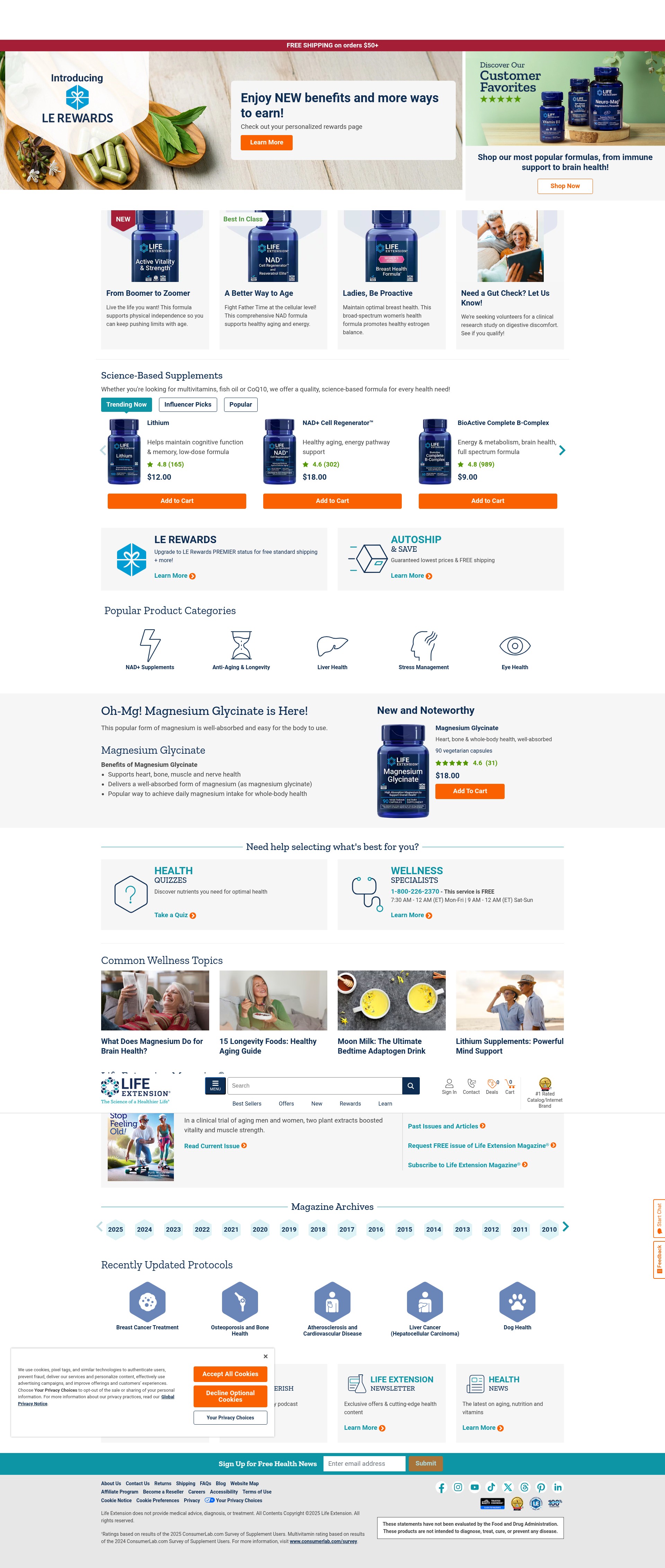 Screenshot of www.lifeextension.com