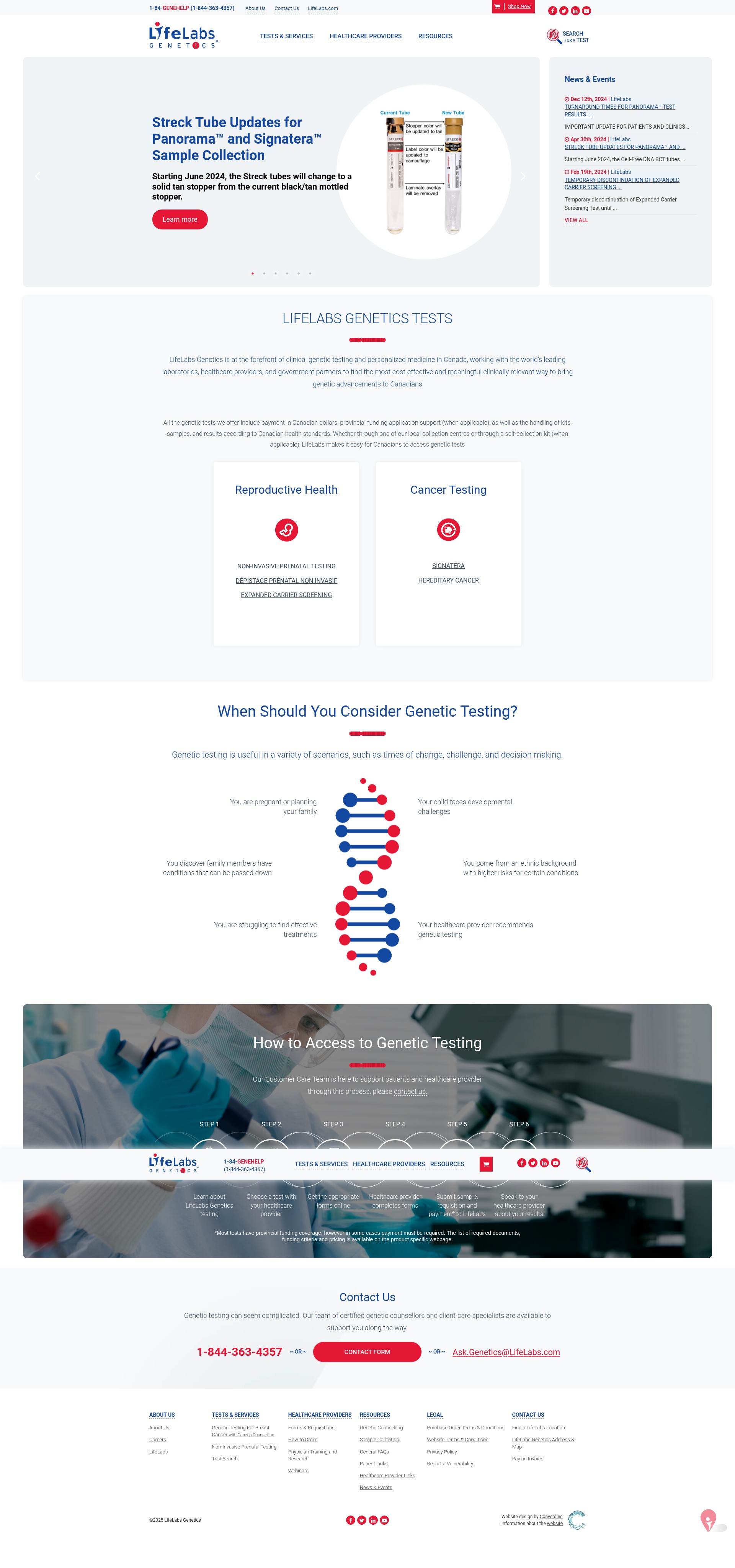 Screenshot of www.lifelabsgenetics.com