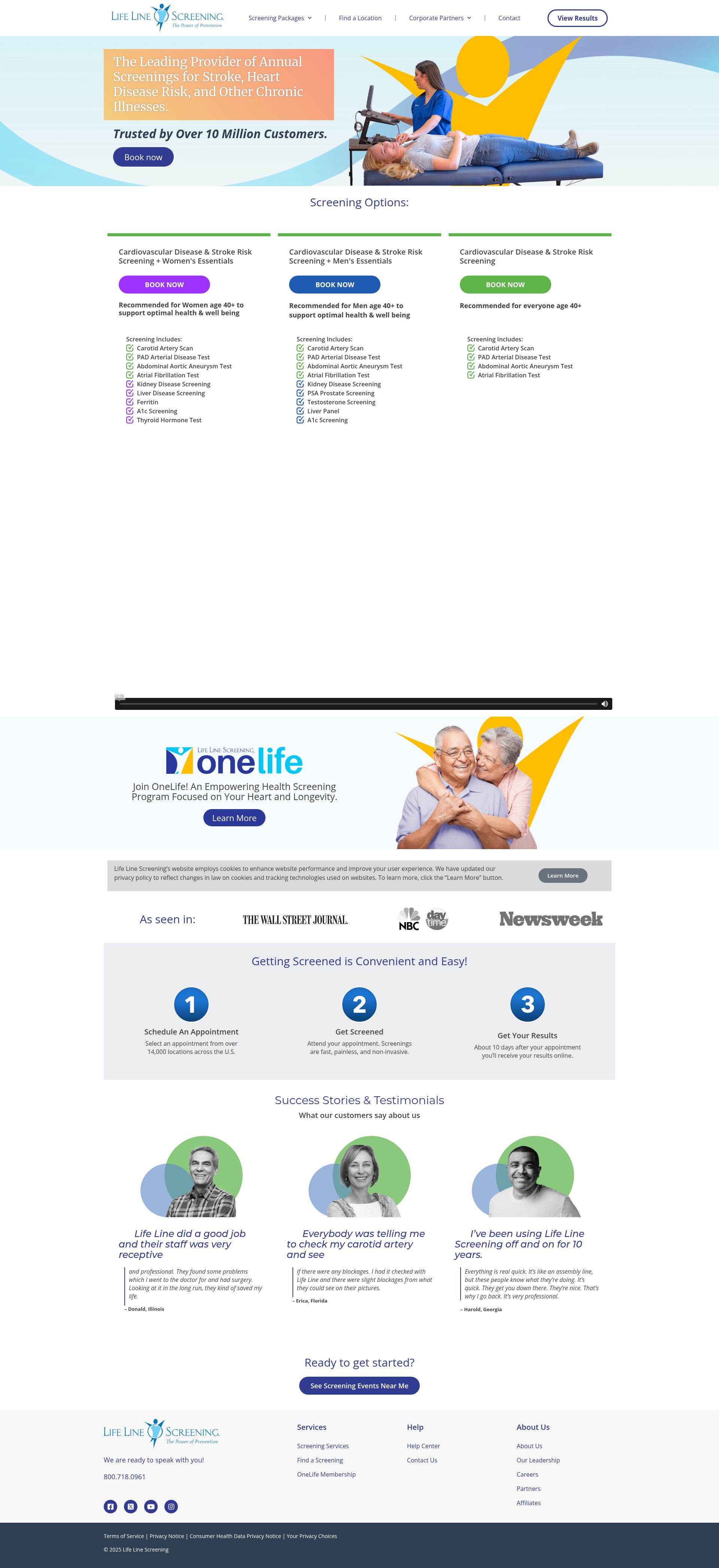 Screenshot of www.lifelinescreening.com