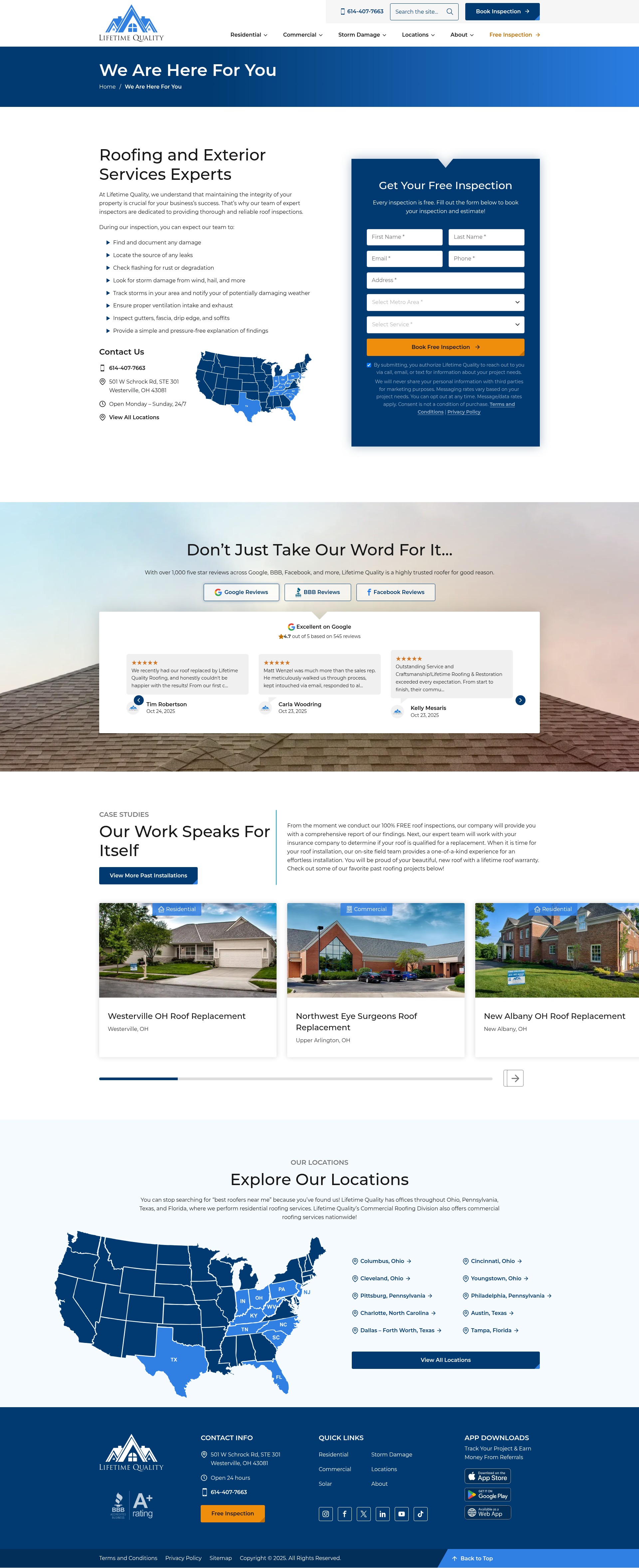 Screenshot of www.lifetimequalityroofing.com