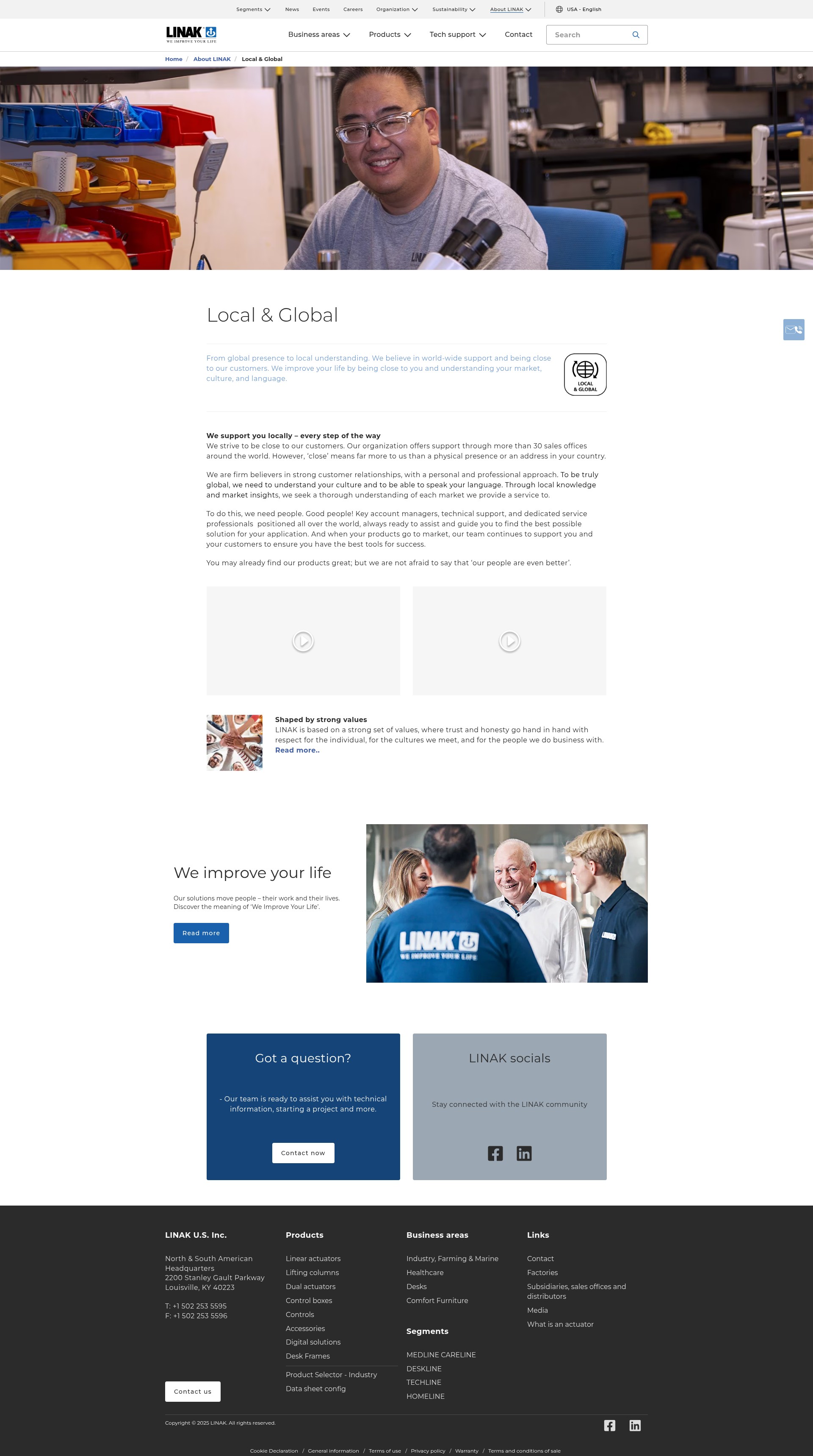 Screenshot of www.linak-us.com