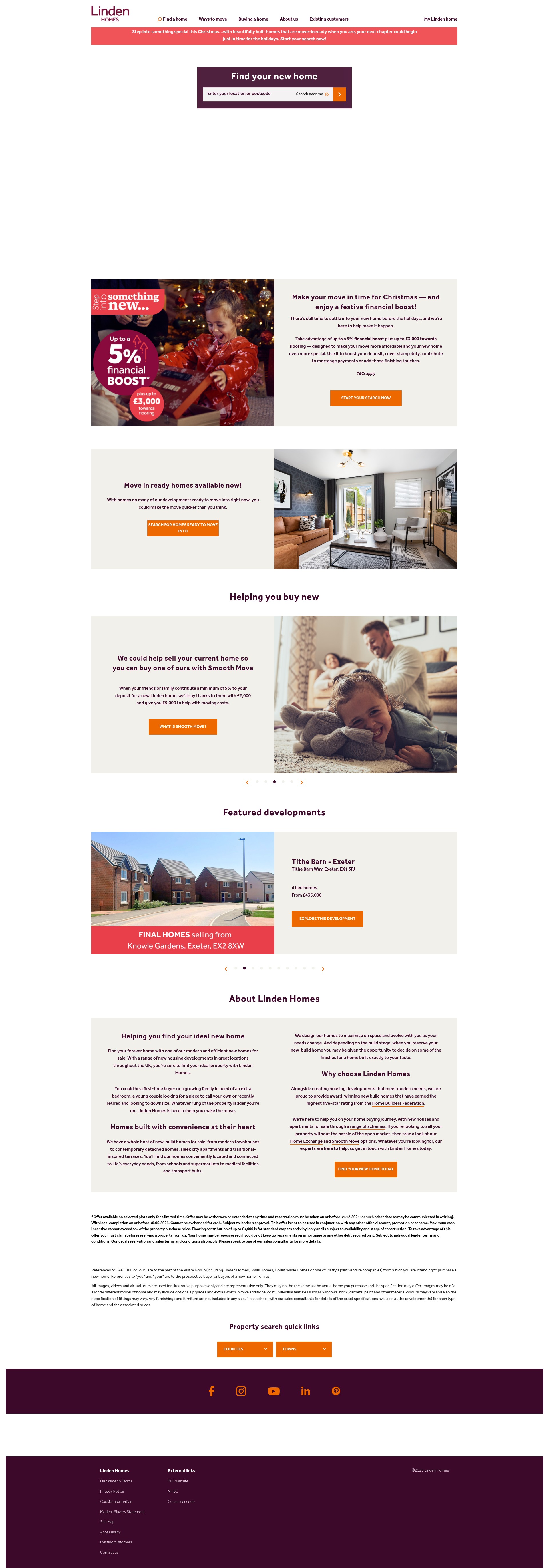 Screenshot of www.lindenhomes.co.uk