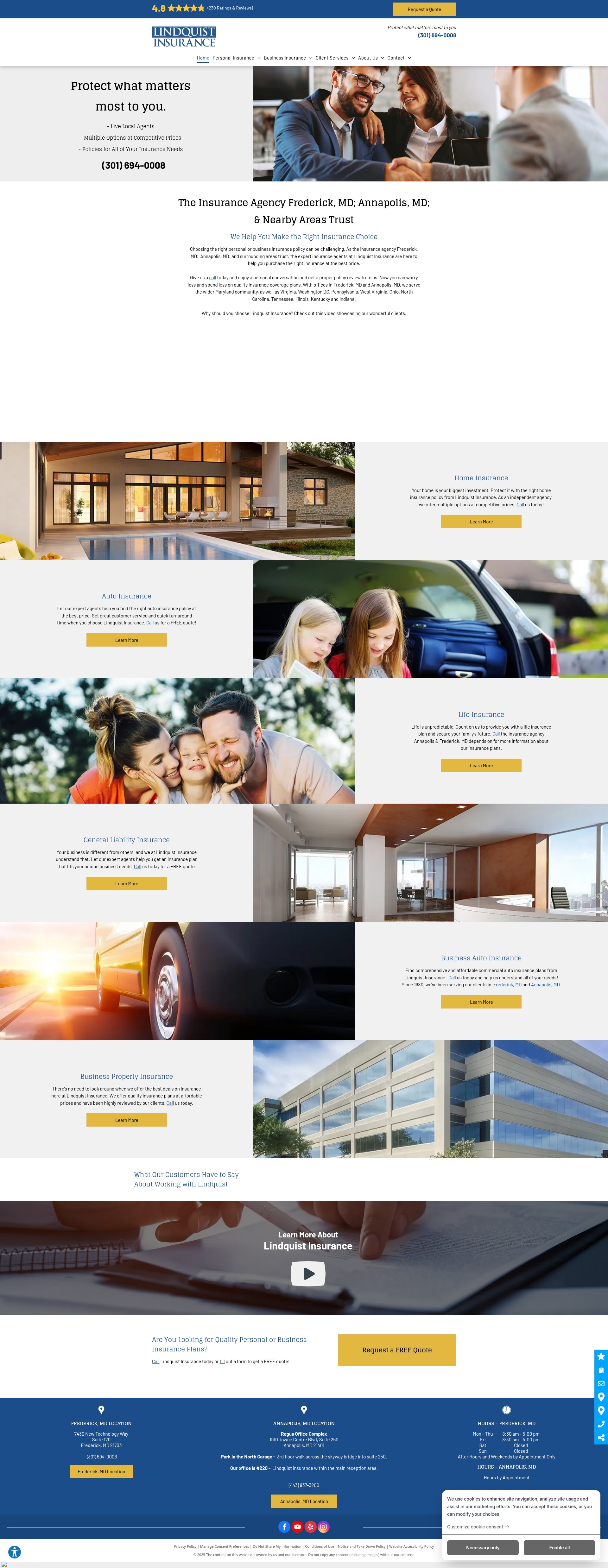 Screenshot of www.lindquistinsurance.com