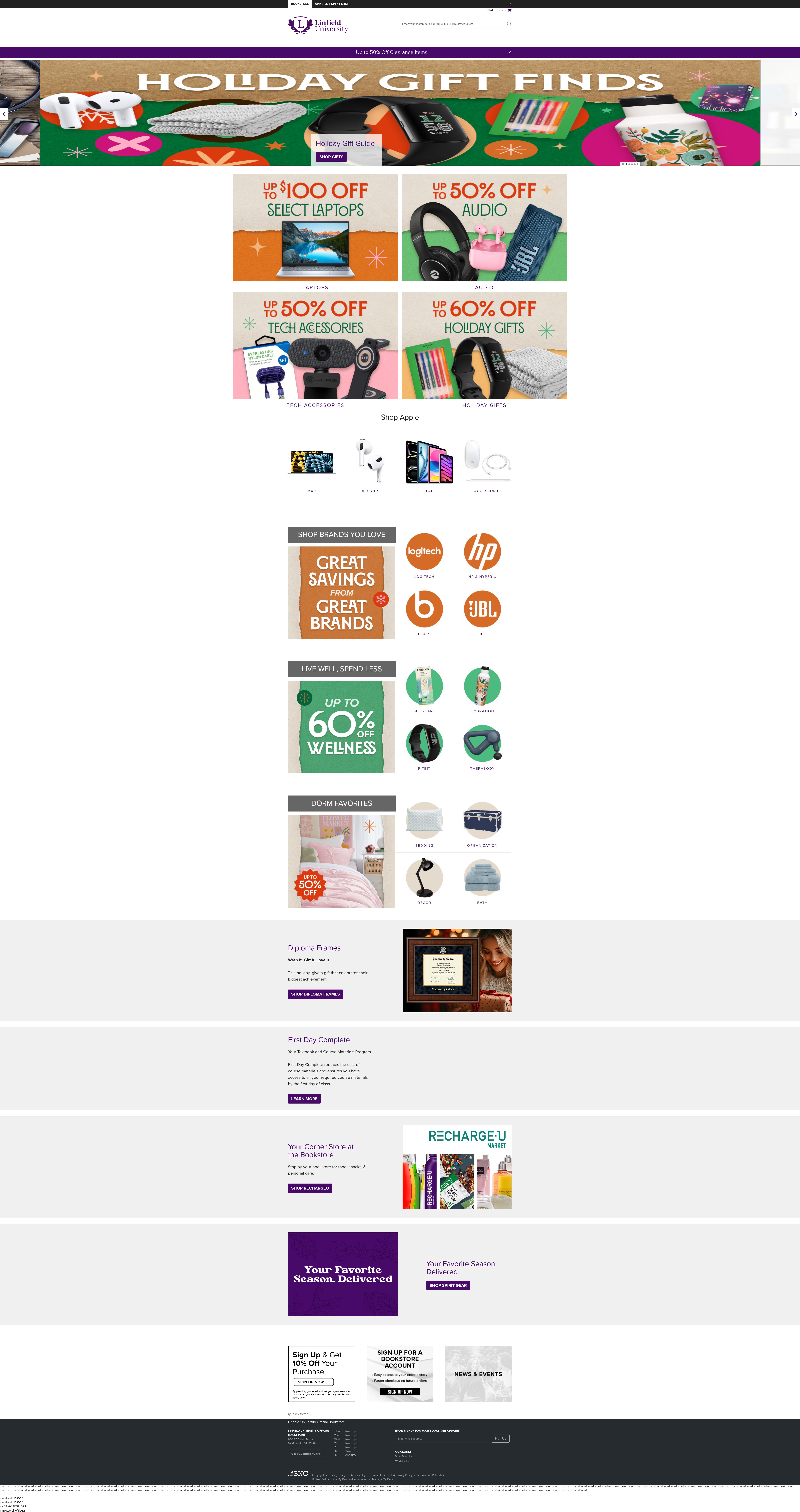 Screenshot of www.linfield.edu