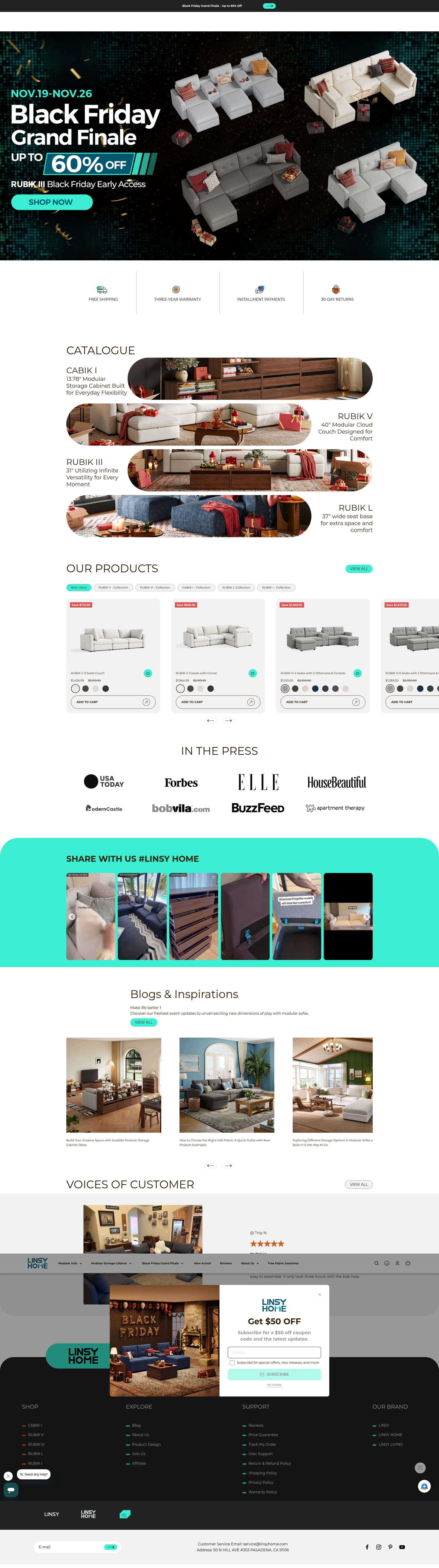 Screenshot of www.linsyhome.com