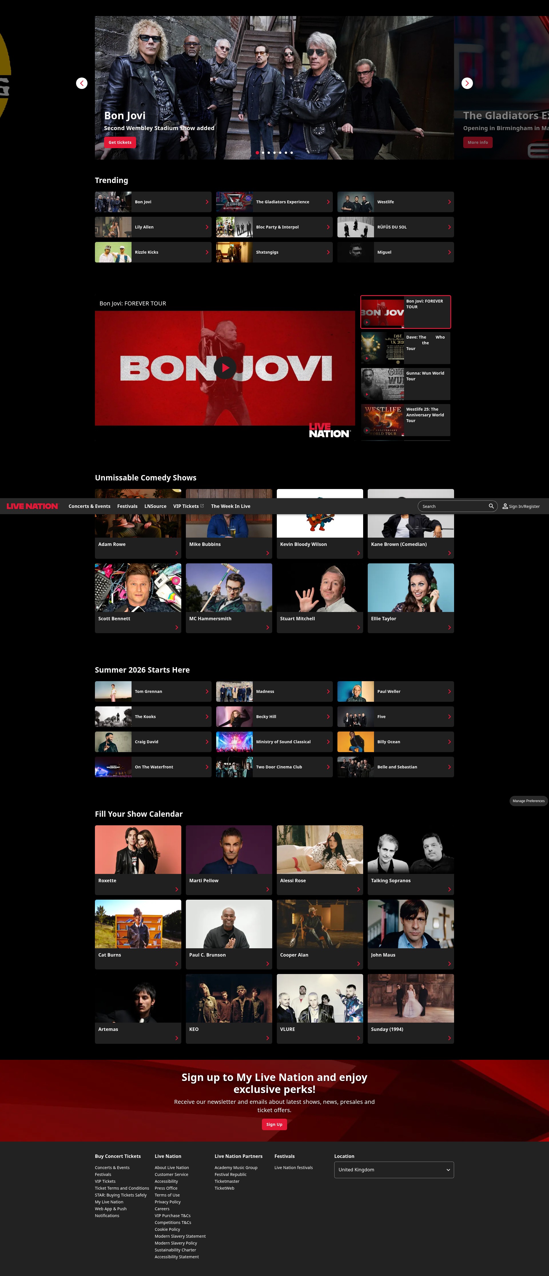 Screenshot of www.livenation.co.uk