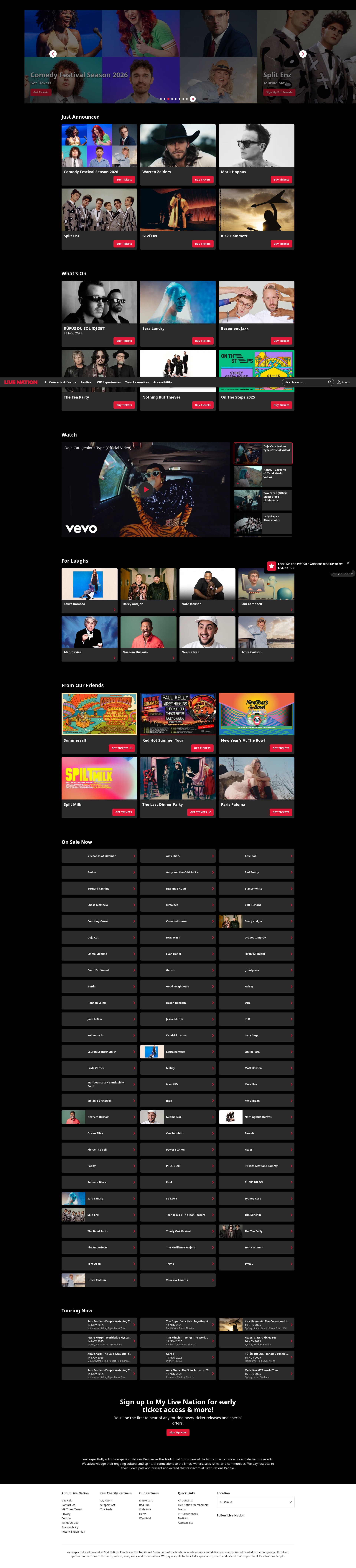 Screenshot of www.livenation.com.au