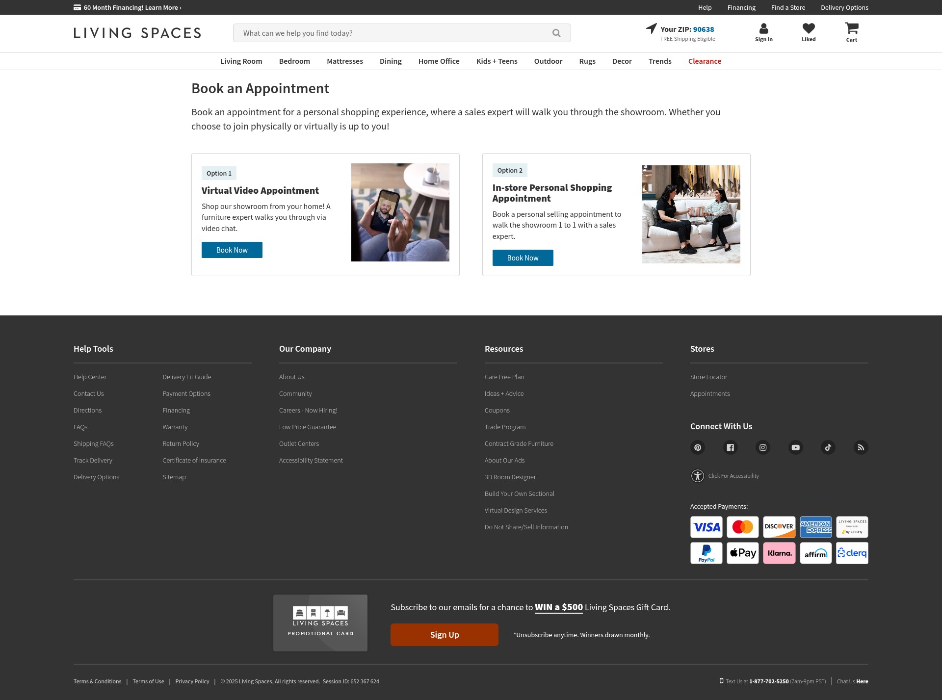 Screenshot of www.livingspaces.com