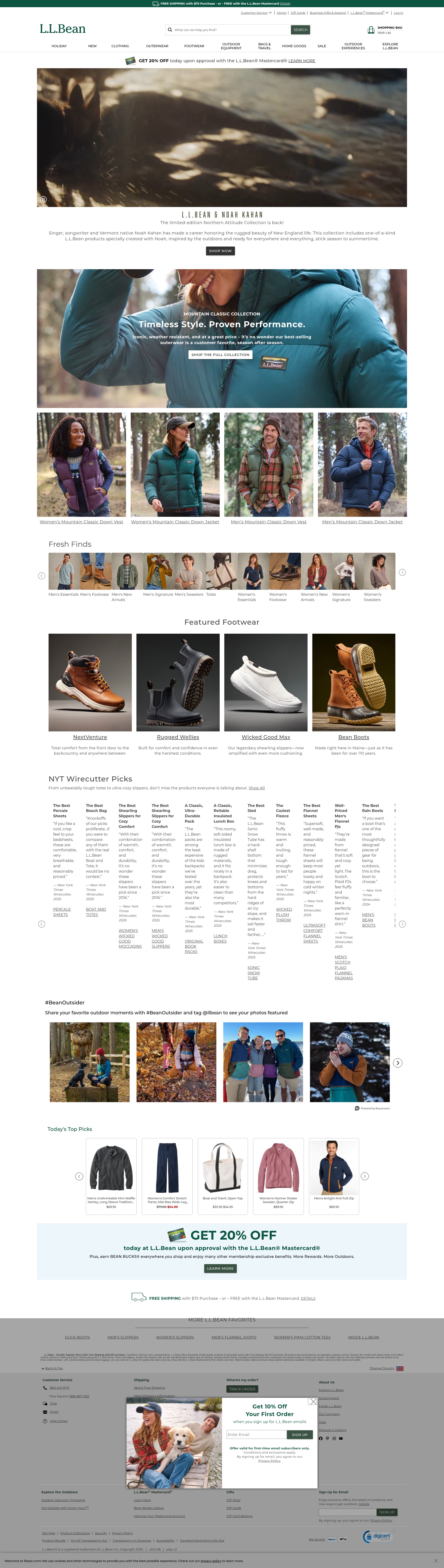 Screenshot of www.llbean.com