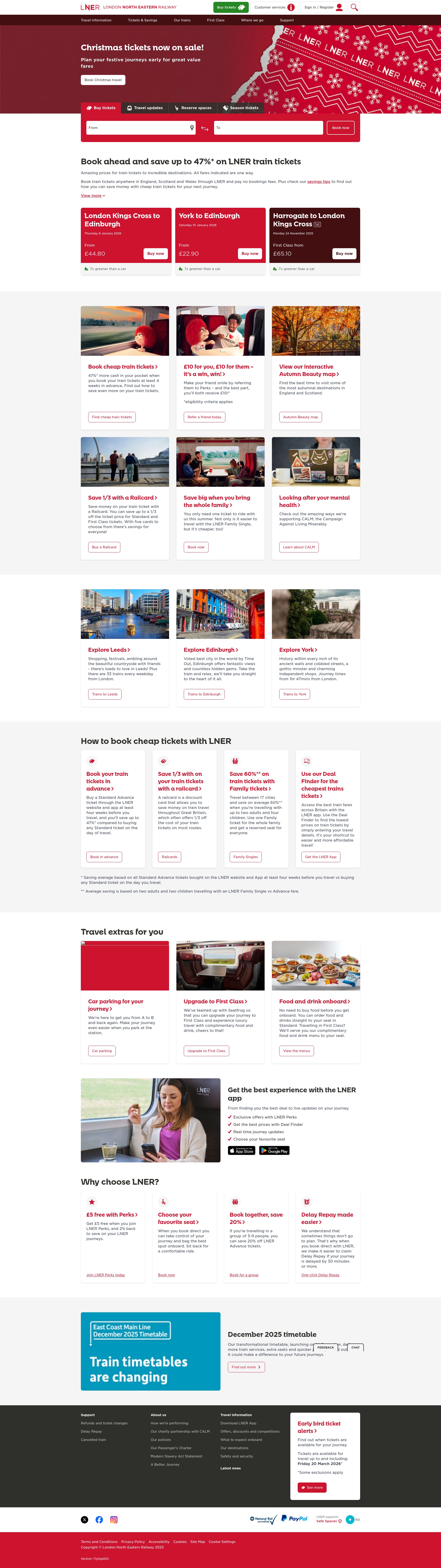 Screenshot of www.lner.co.uk