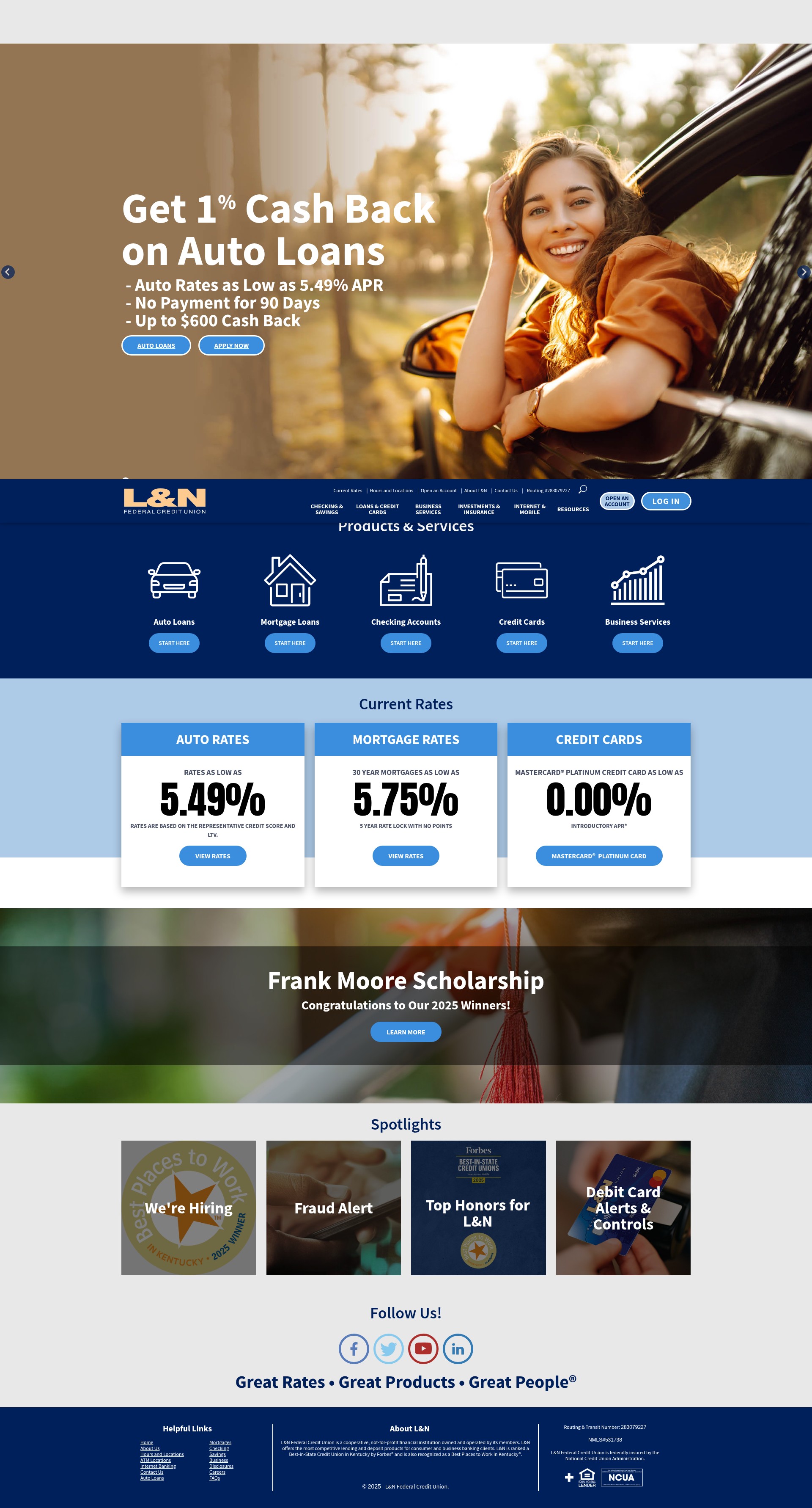 Screenshot of www.lnfcu.com