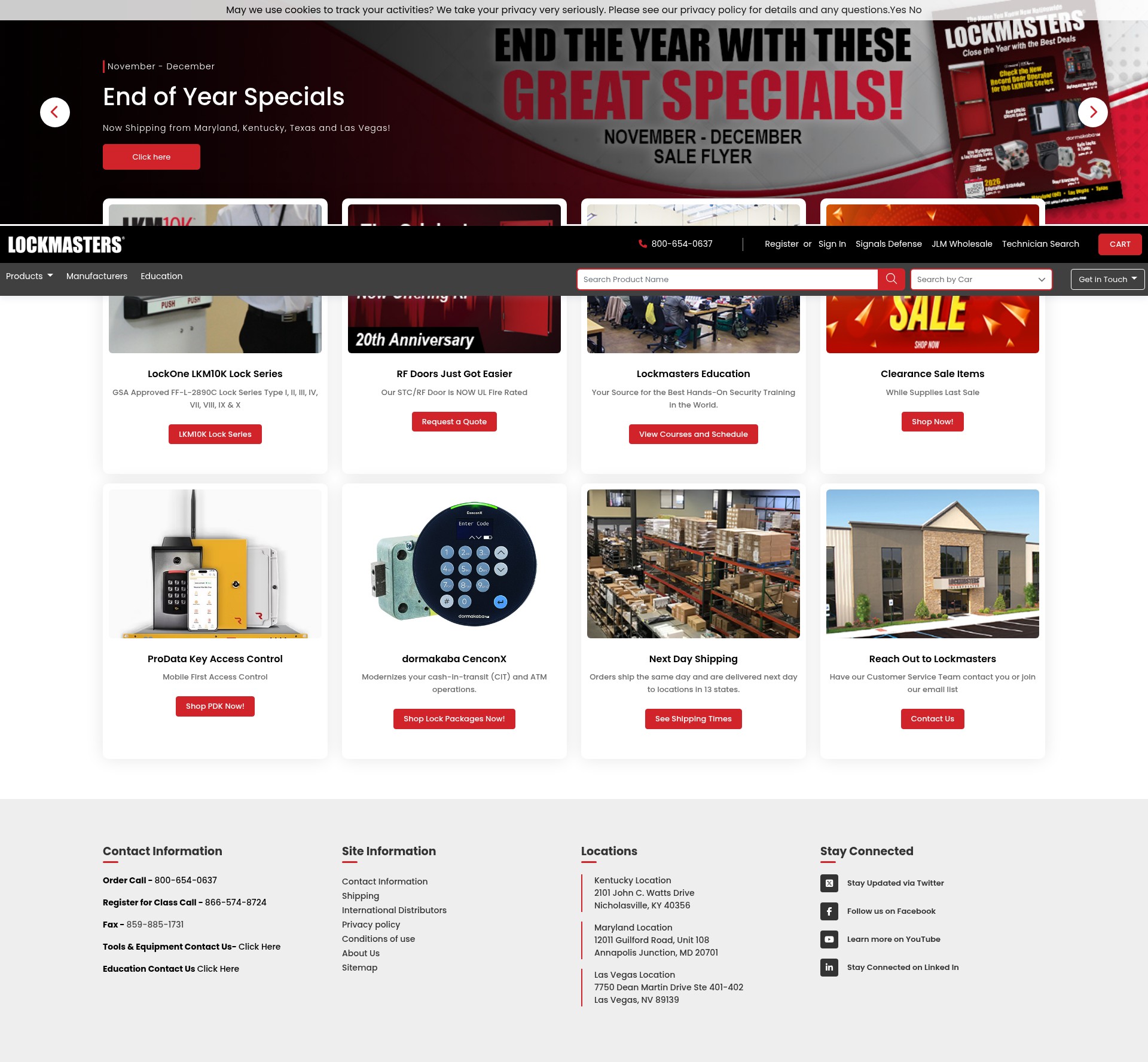 Screenshot of www.lockmasters.com