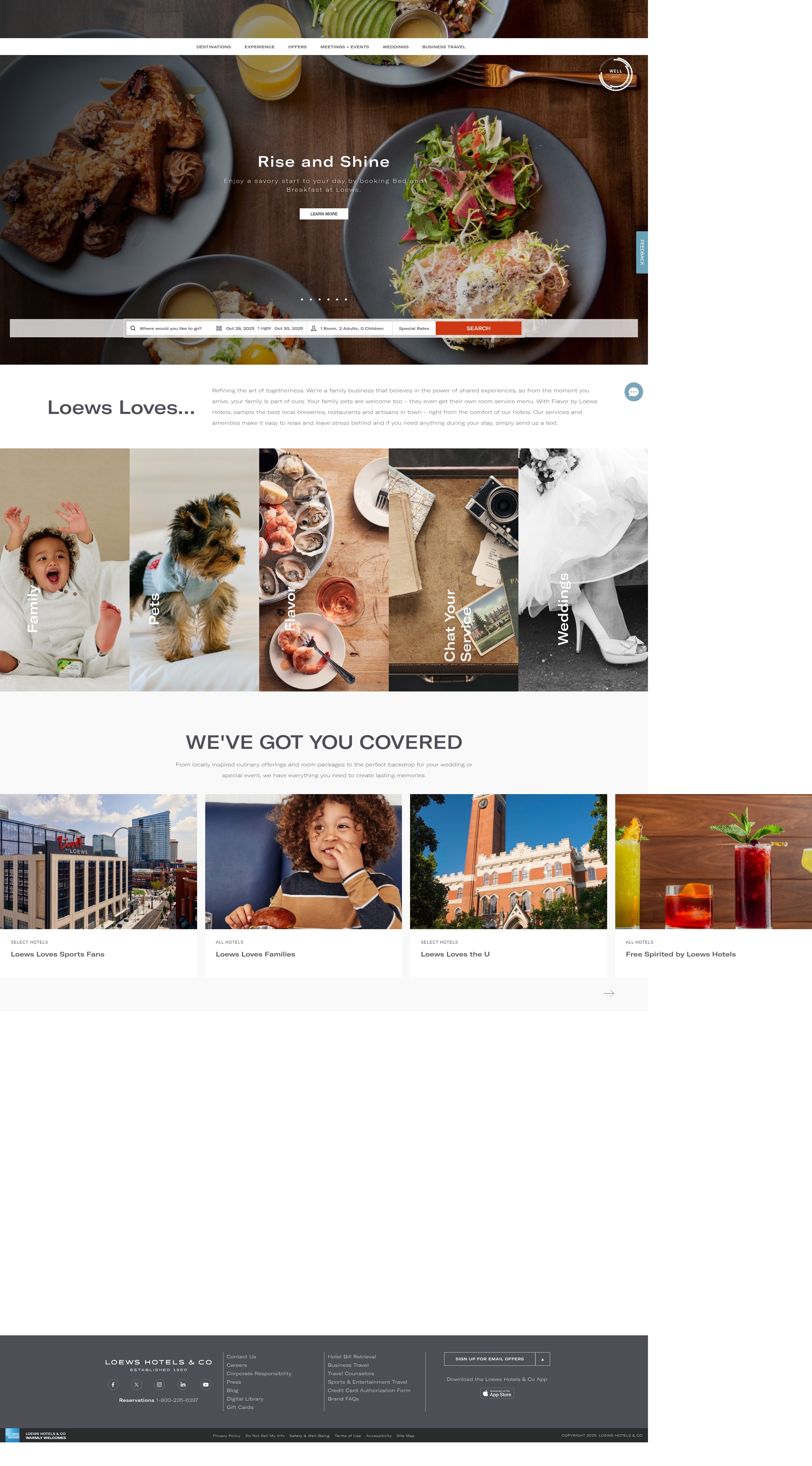 Screenshot of www.loewshotels.com