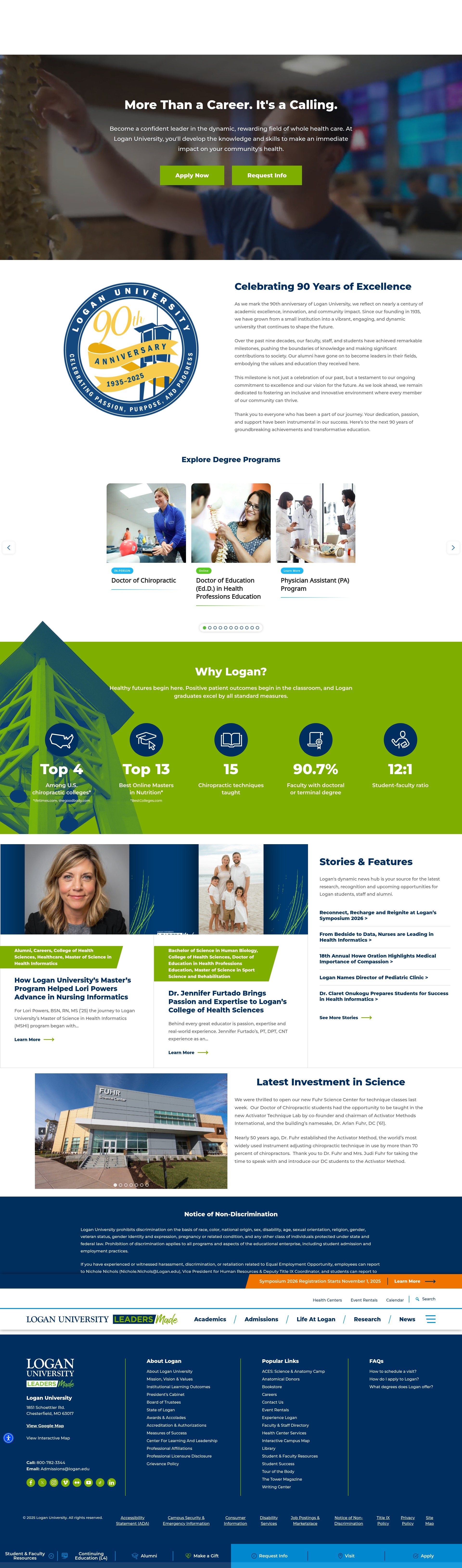 Screenshot of www.logan.edu