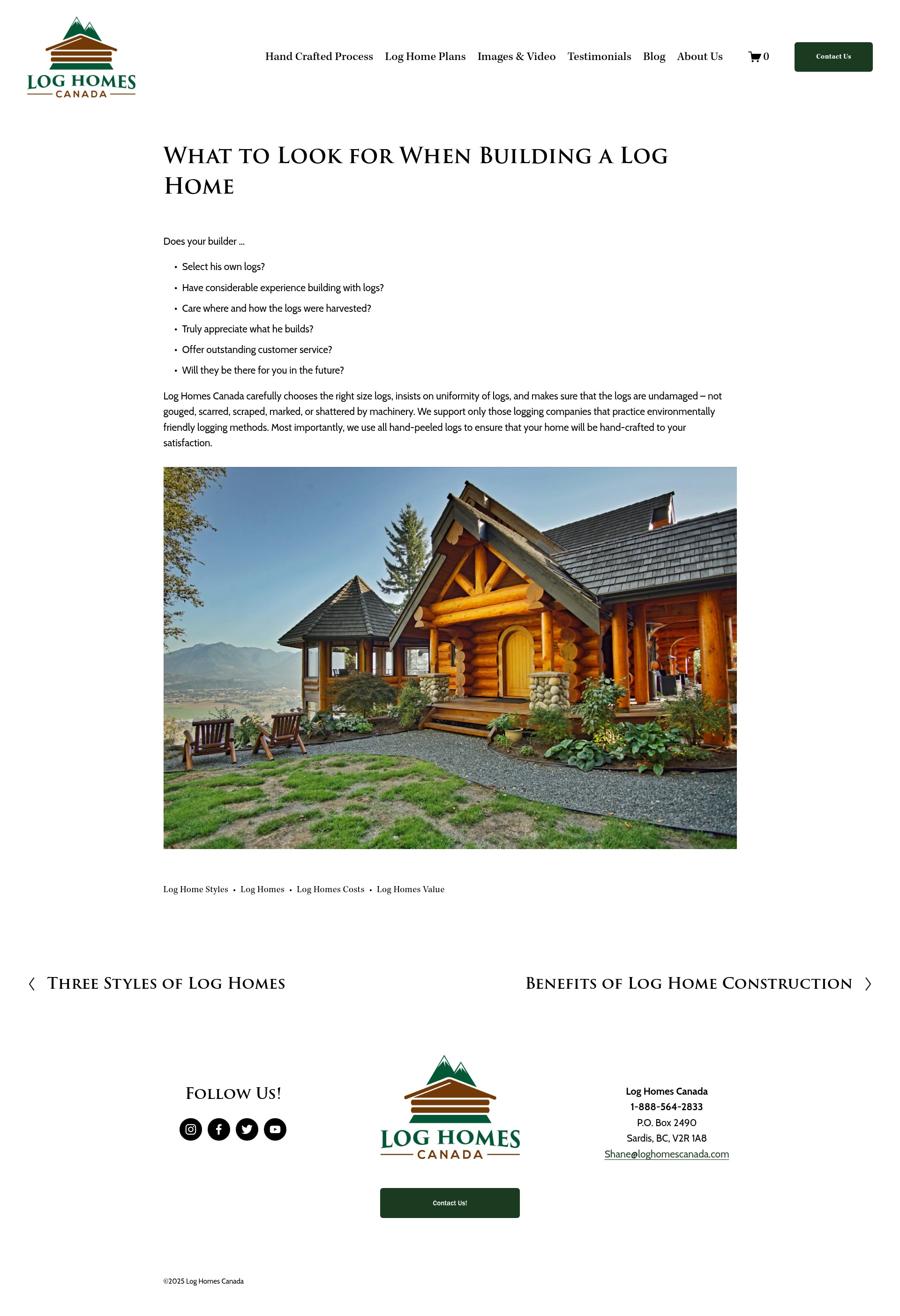 Screenshot of www.loghomescanada.com