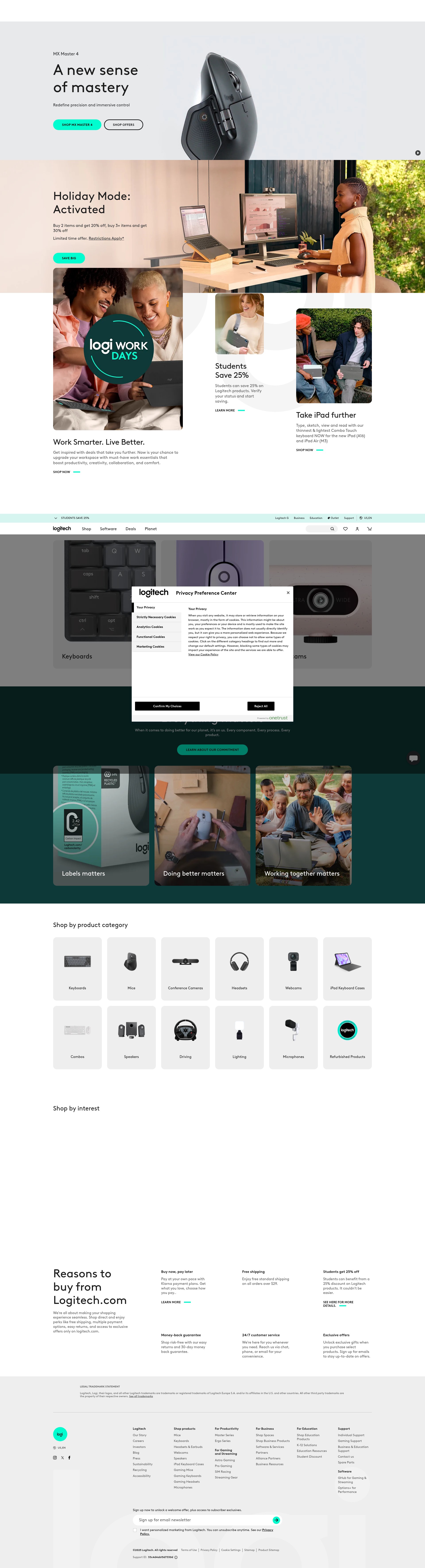 Screenshot of www.logitech.com