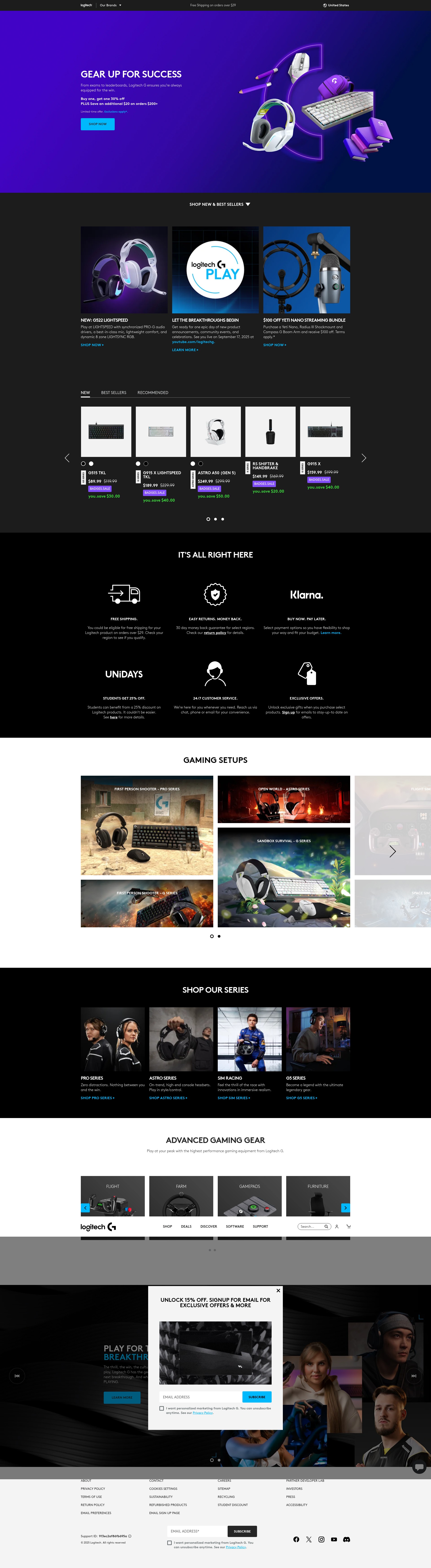 Screenshot of www.logitechg.com