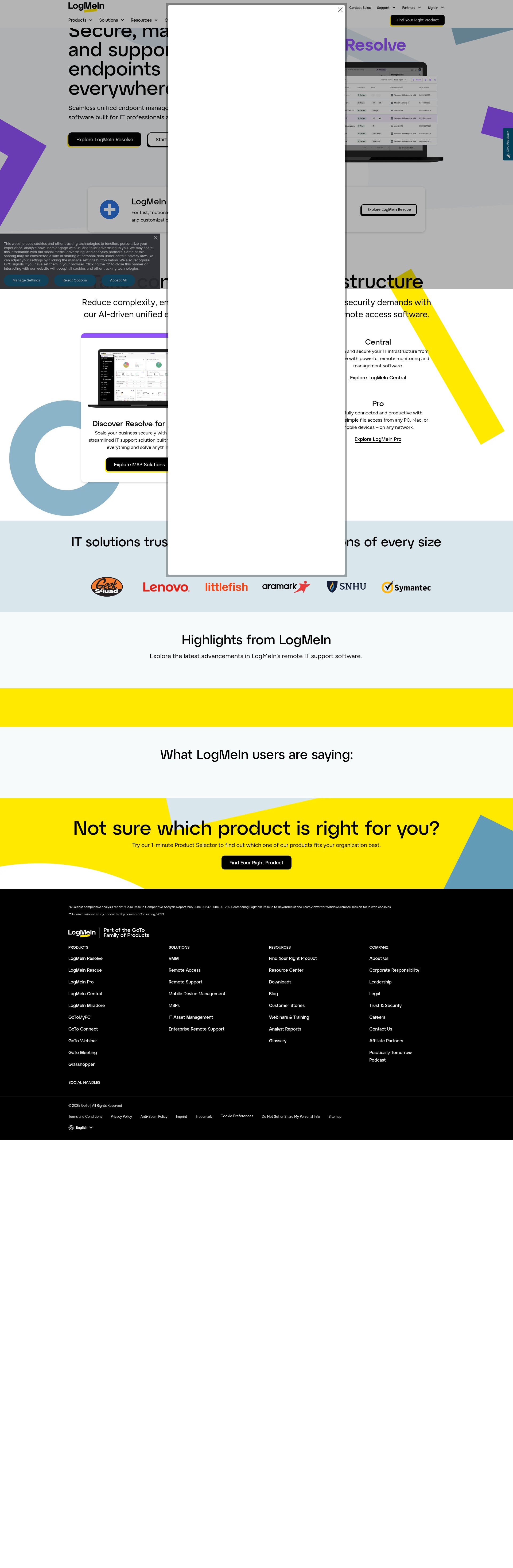 Screenshot of www.logmein.com