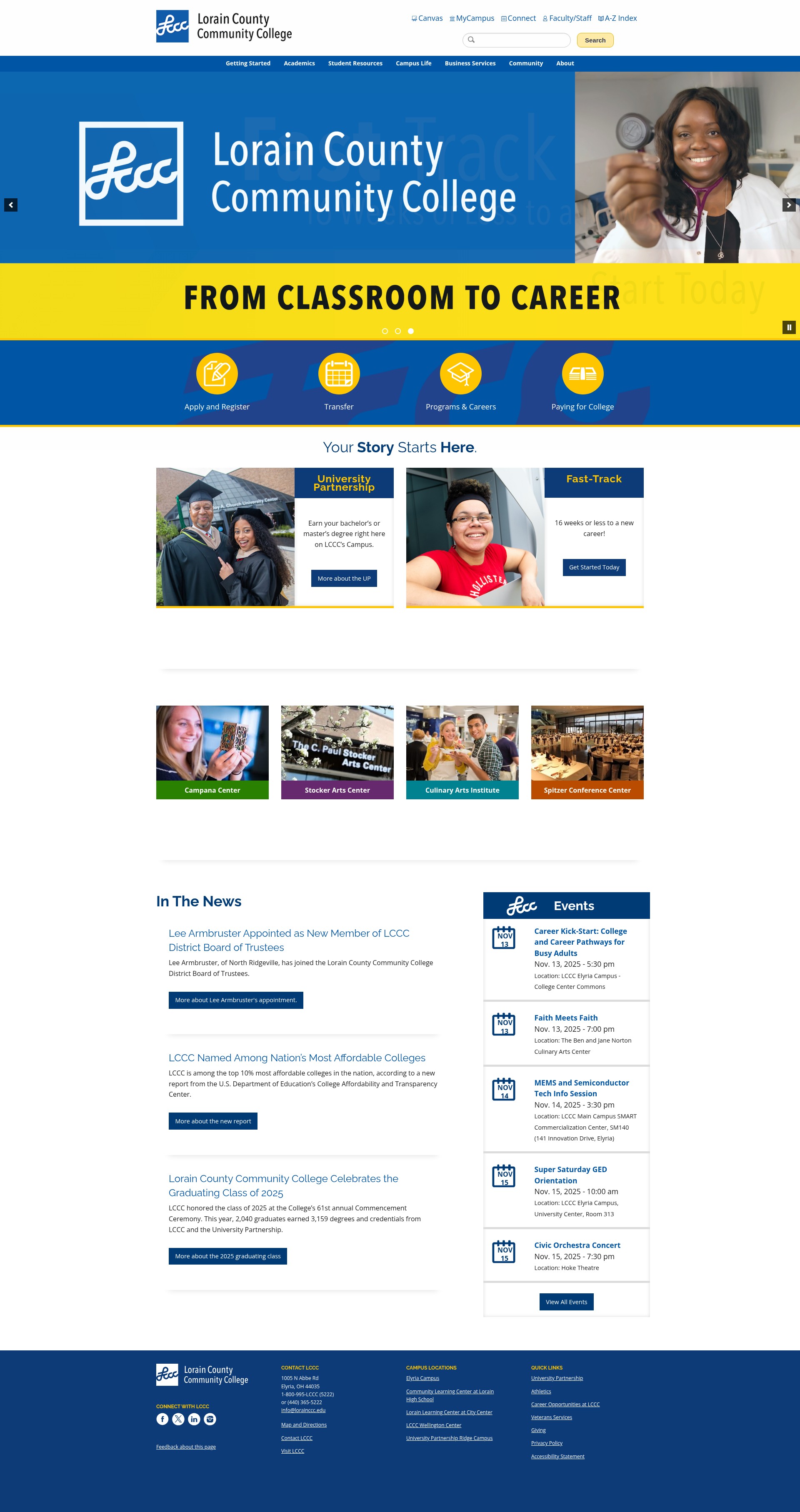 Screenshot of www.lorainccc.edu
