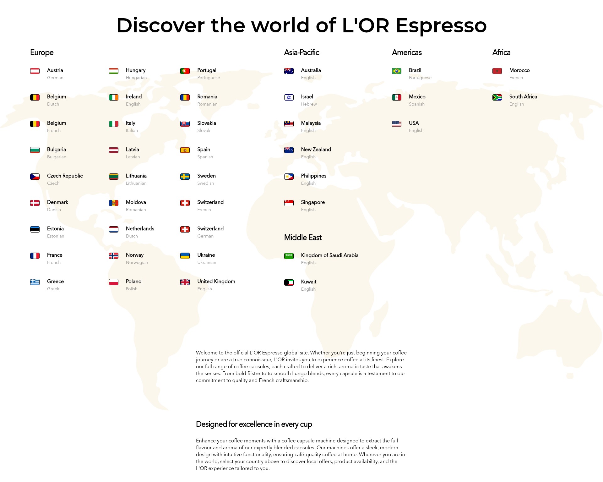 Screenshot of www.lorespresso.com
