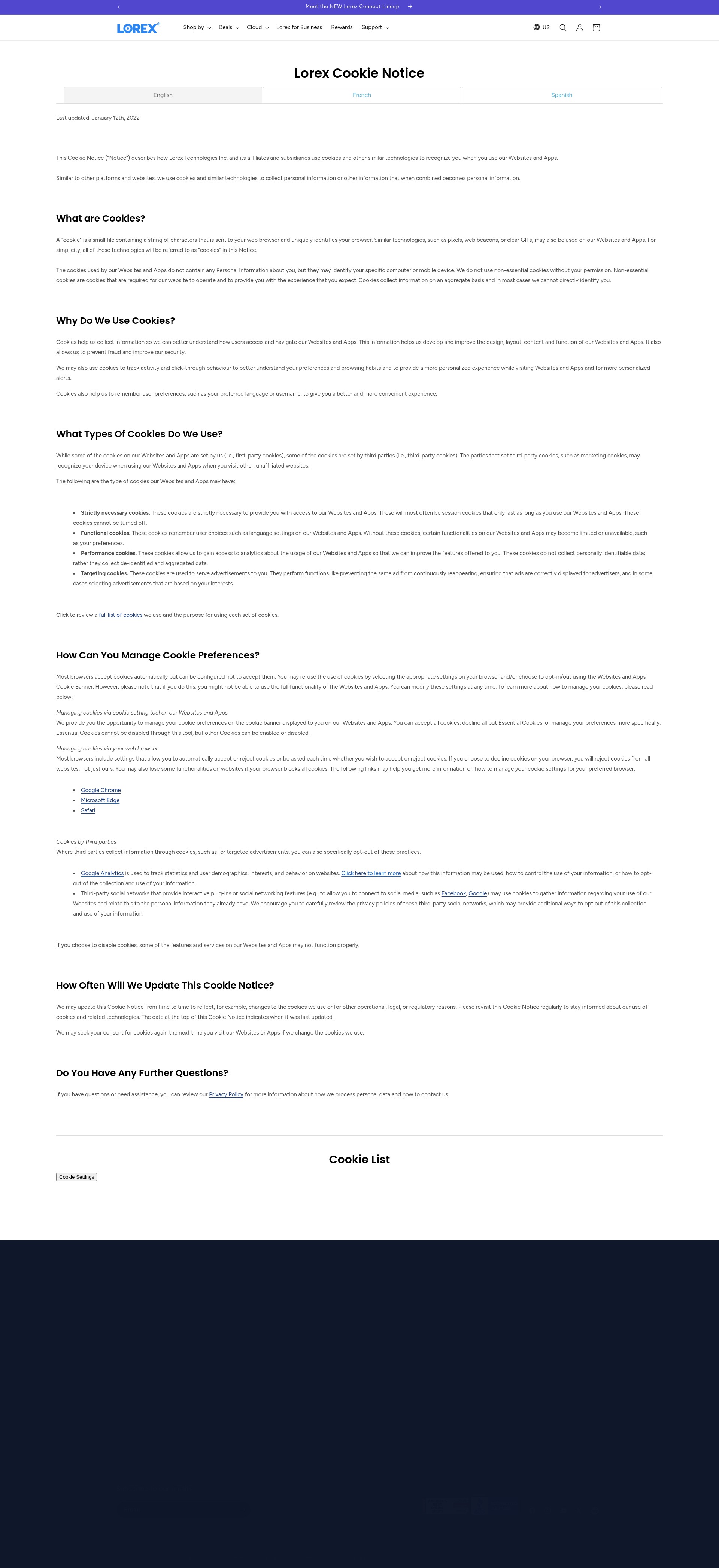 Screenshot of www.lorex.com