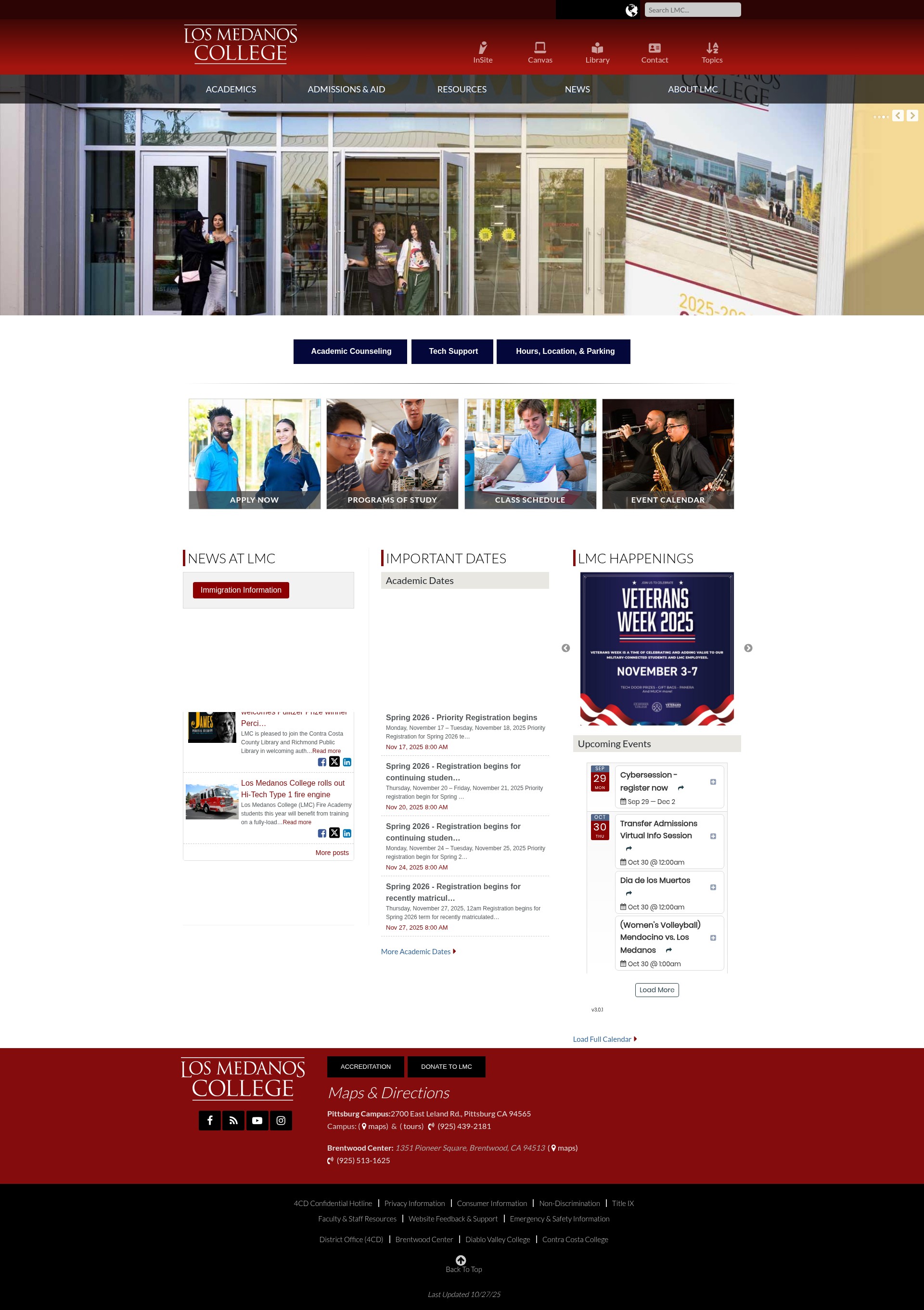 Screenshot of www.losmedanos.edu