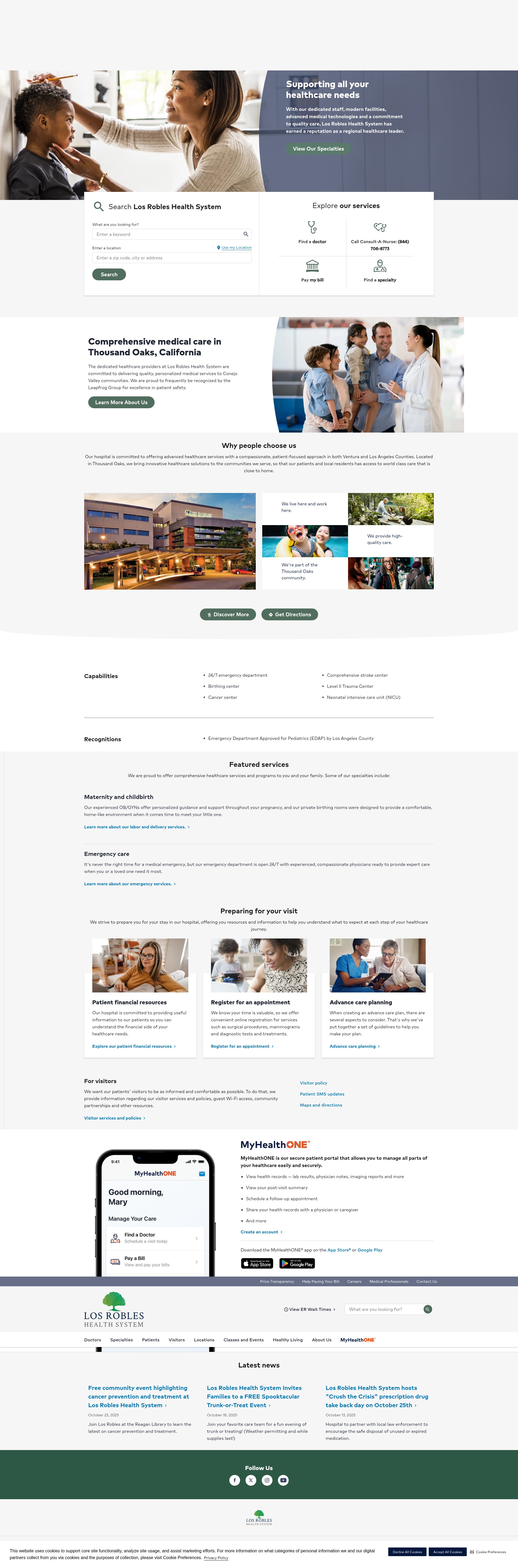 Screenshot of www.losrobleshospital.com