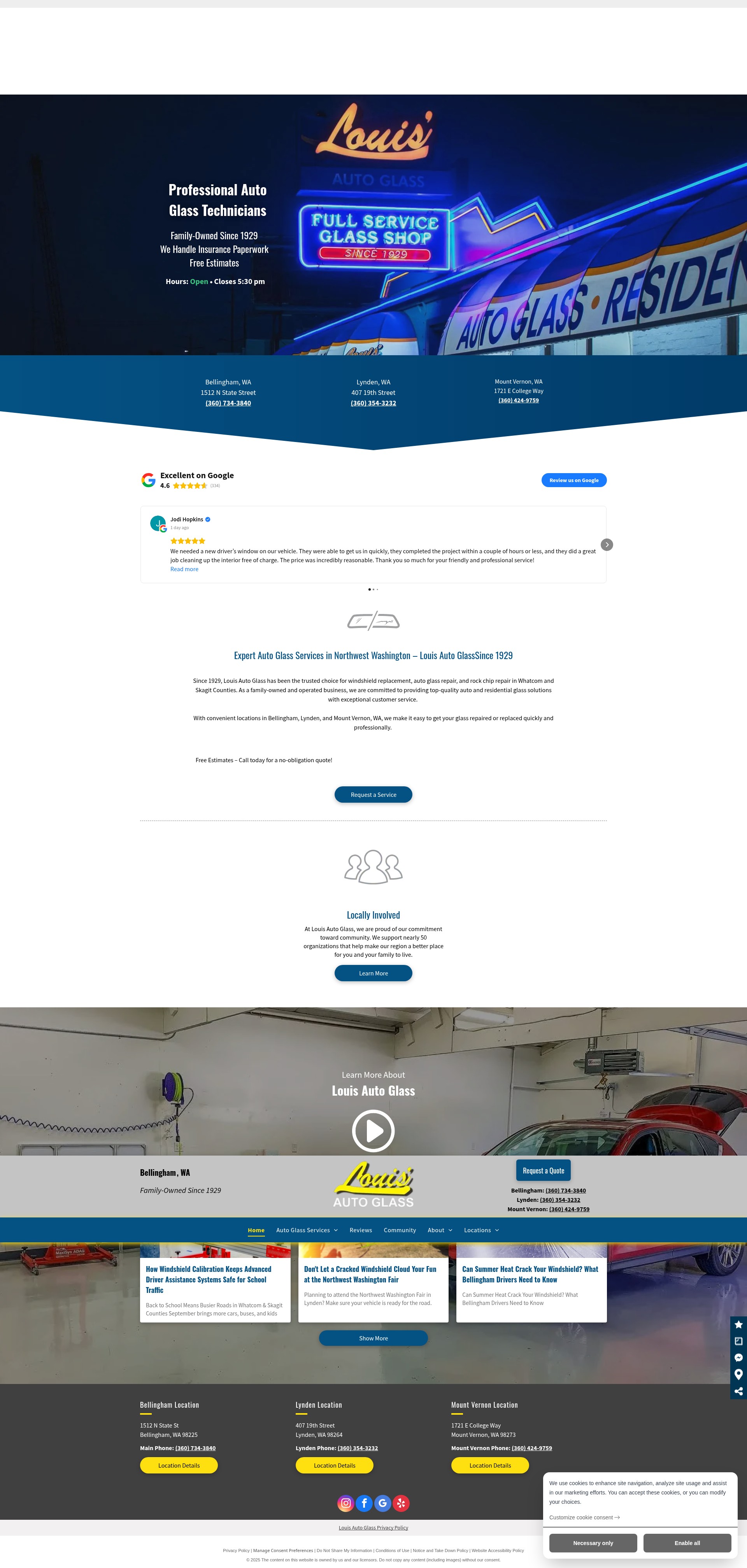 Screenshot of www.louisautoglass.com