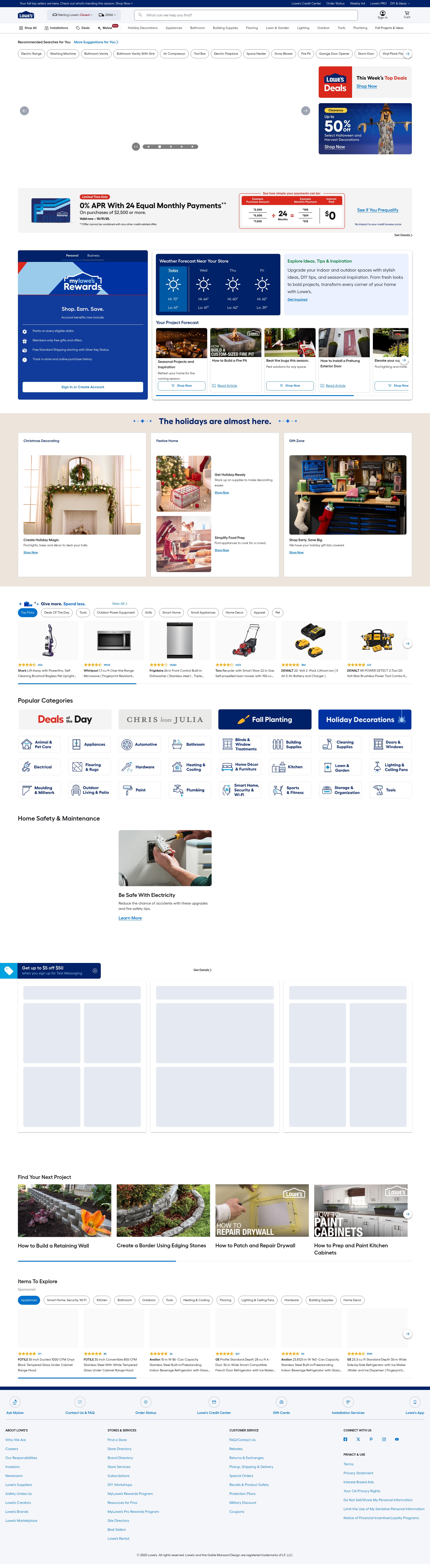 Screenshot of www.lowes.com