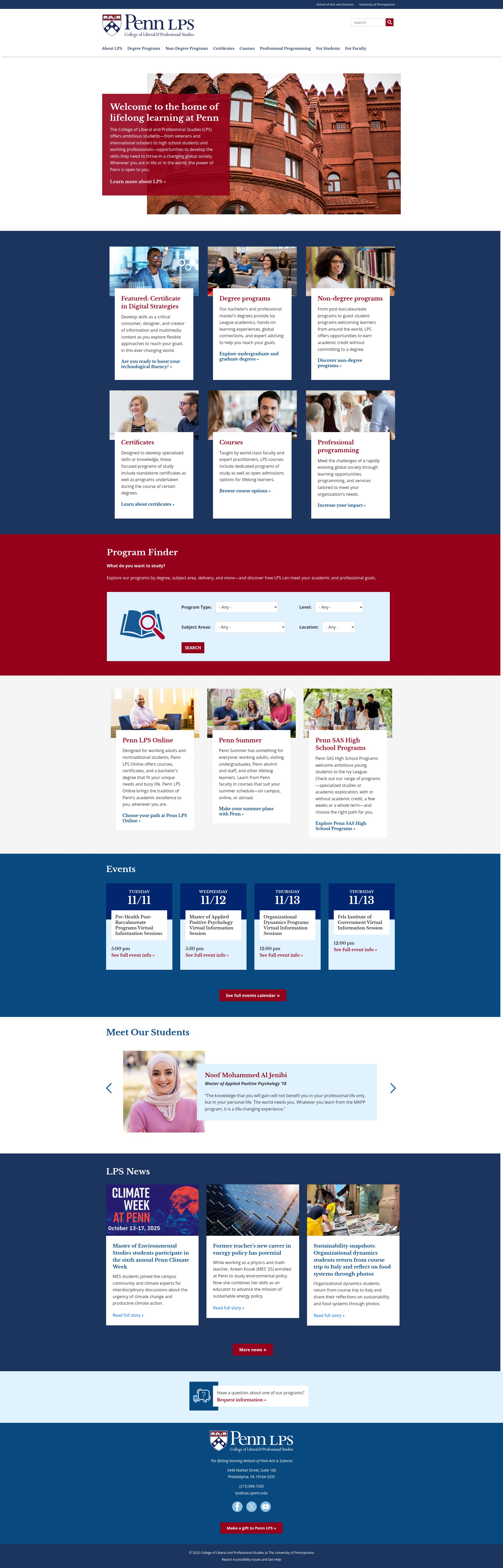 Screenshot of www.lps.upenn.edu