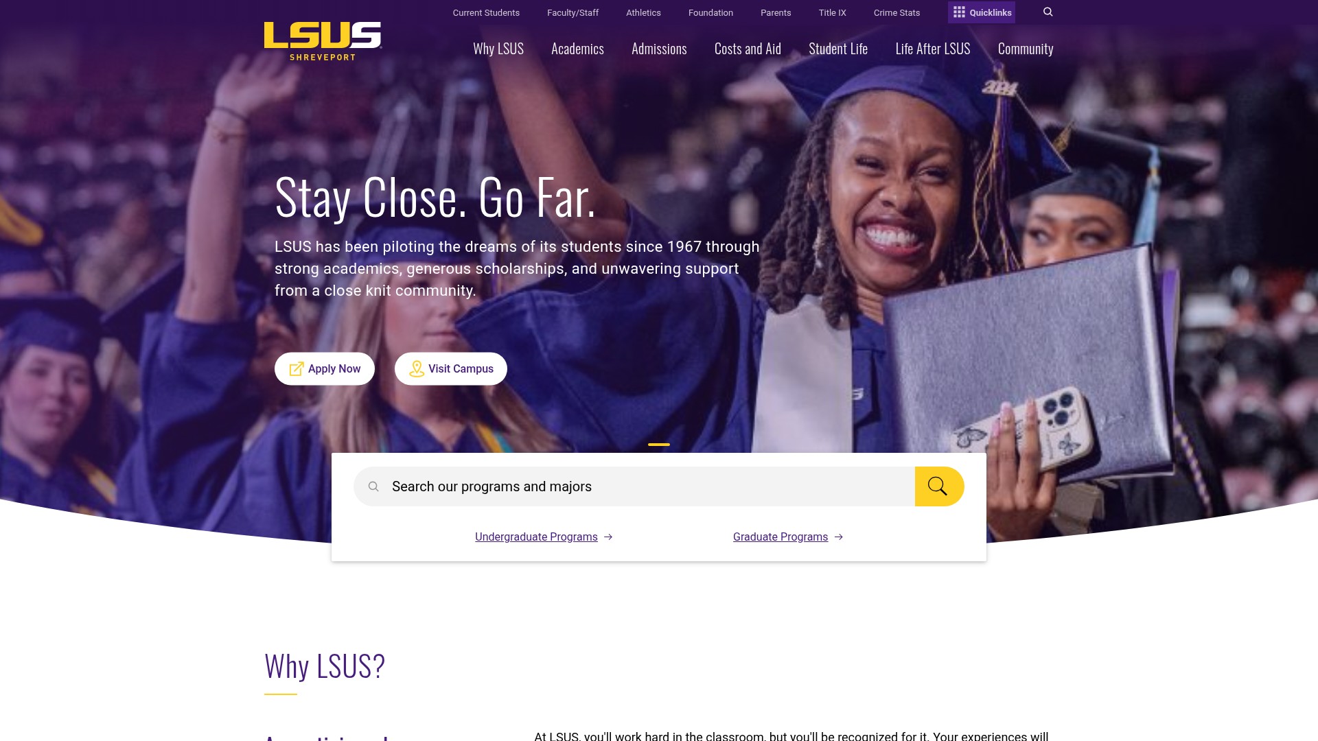 Screenshot of www.lsus.edu