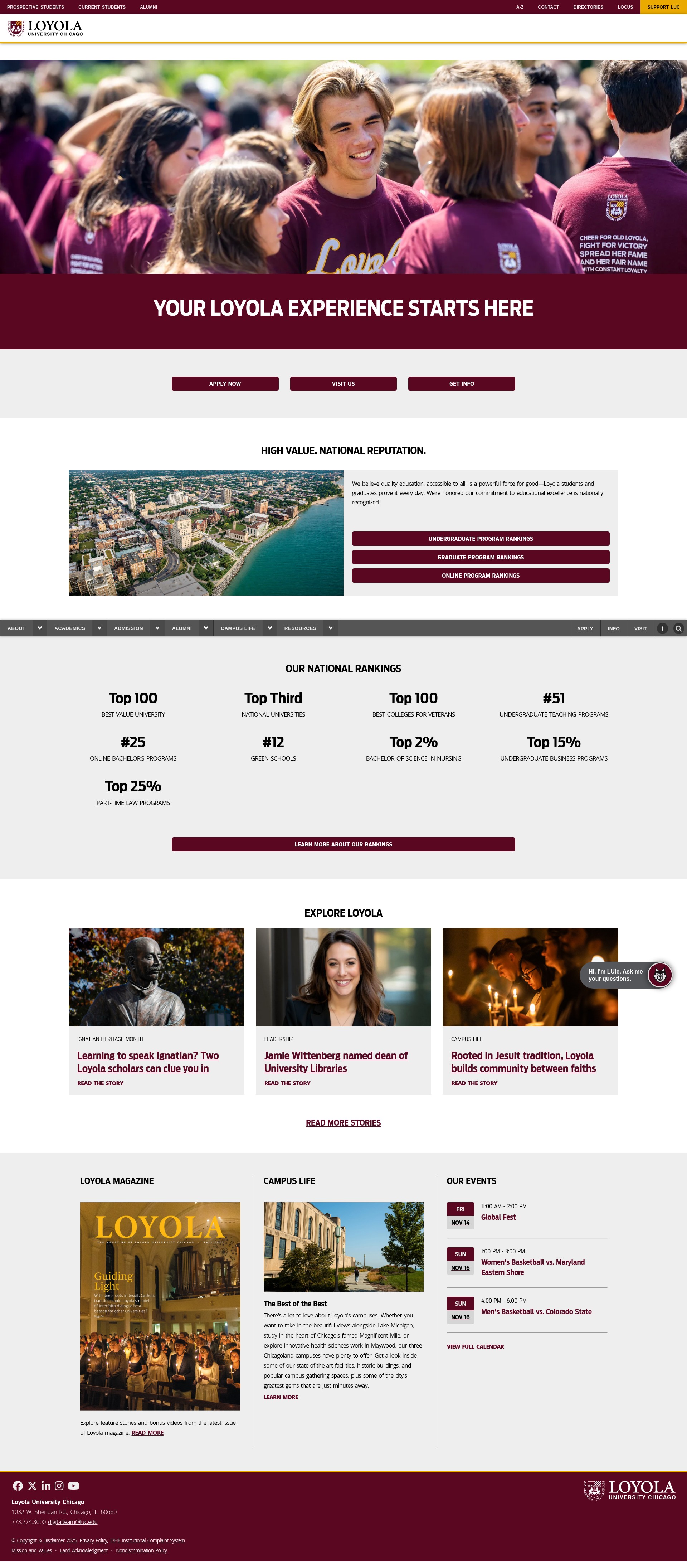 Screenshot of www.luc.edu