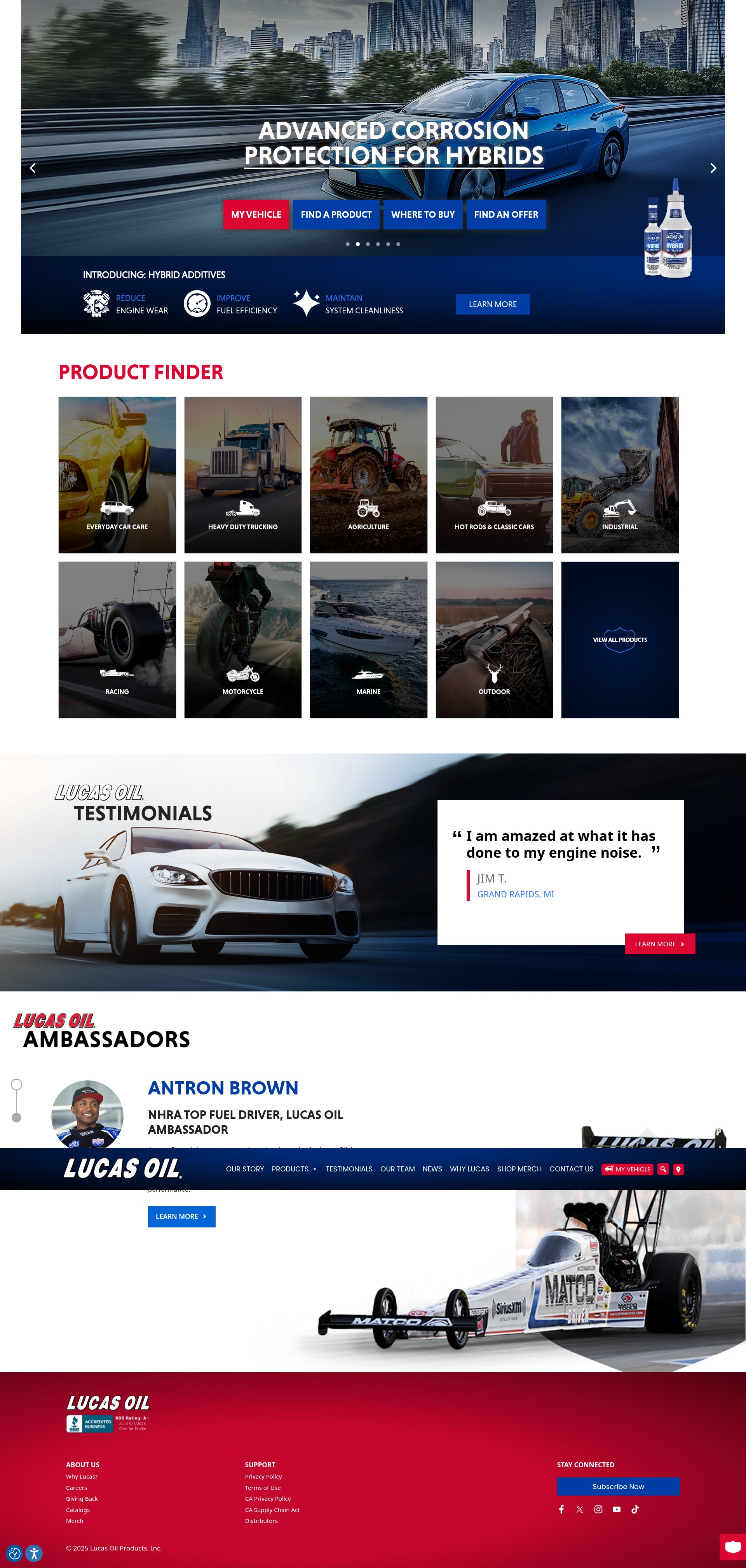 Screenshot of www.lucasoil.com