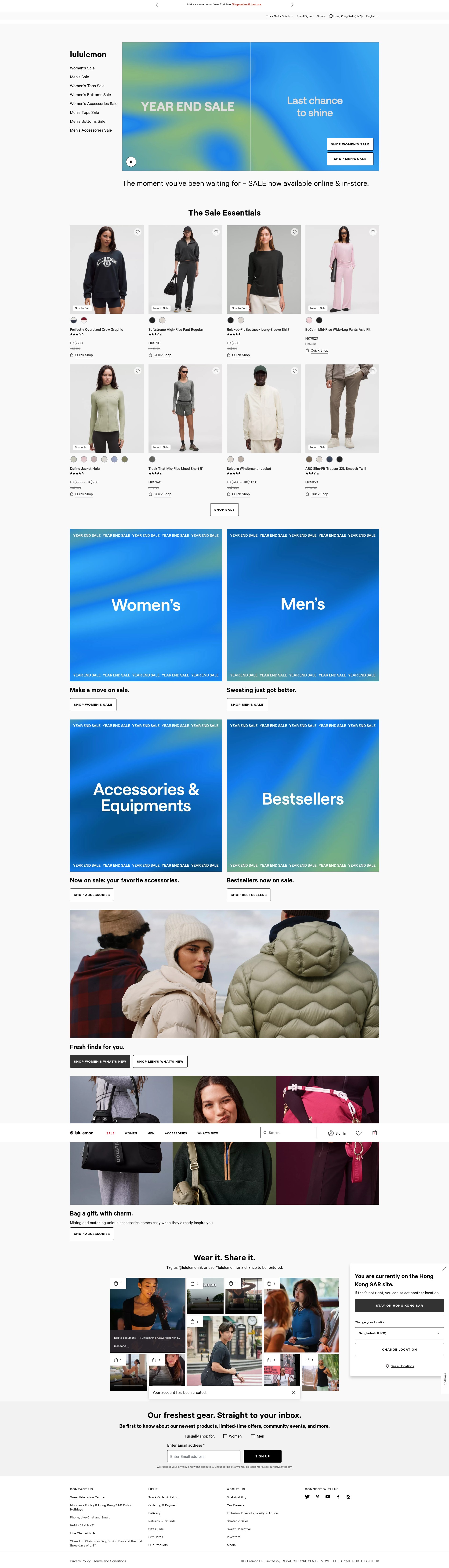 Screenshot of www.lululemon.com.hk