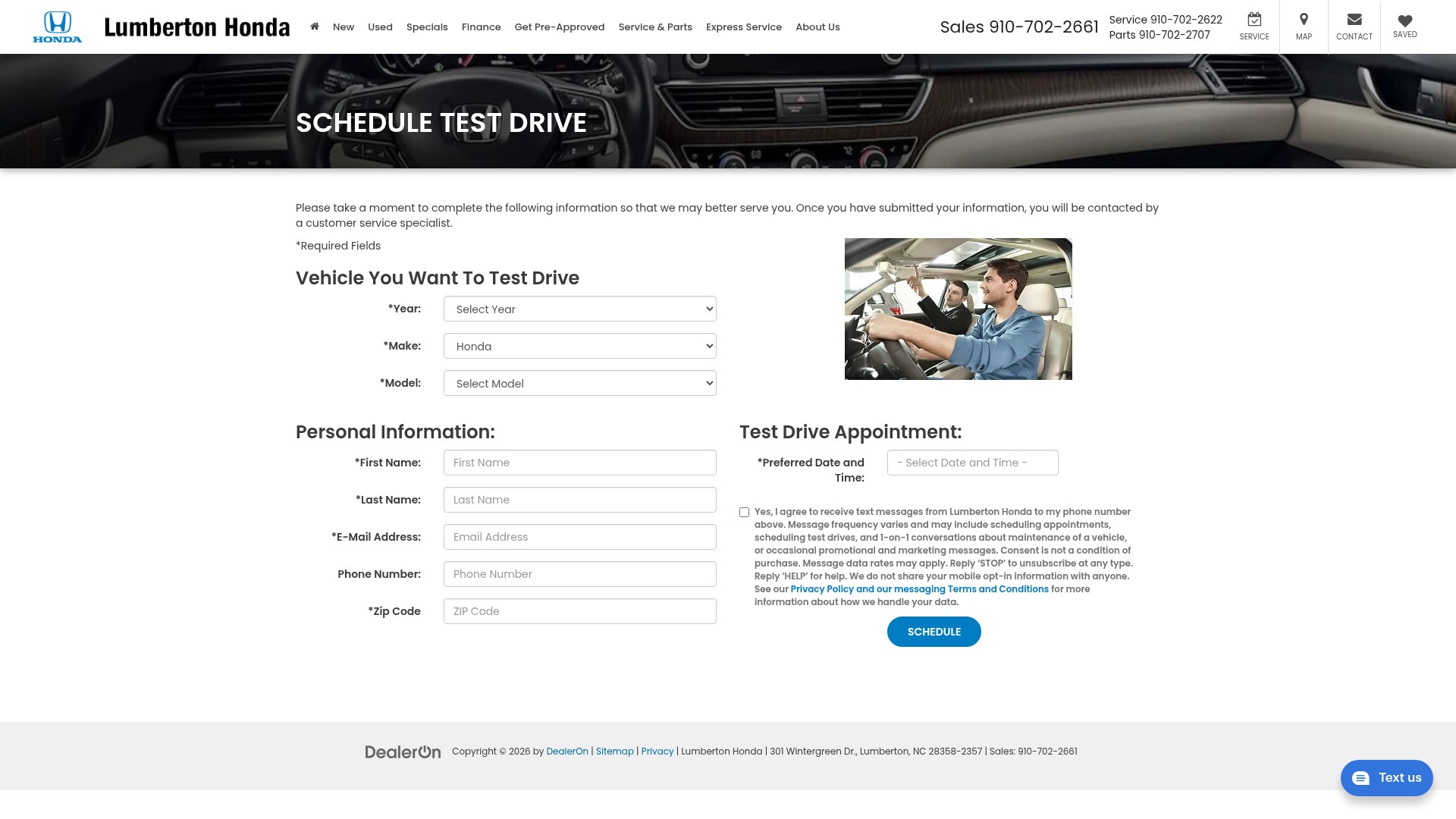 Screenshot of www.lumbertonhonda.com