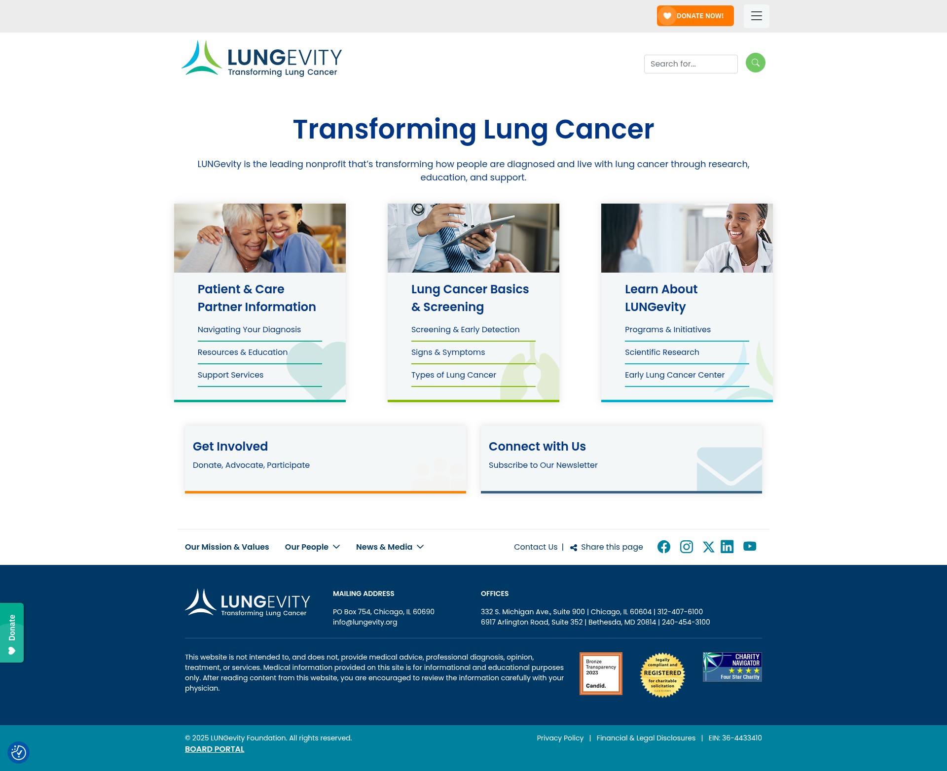 Screenshot of www.lungevity.org
