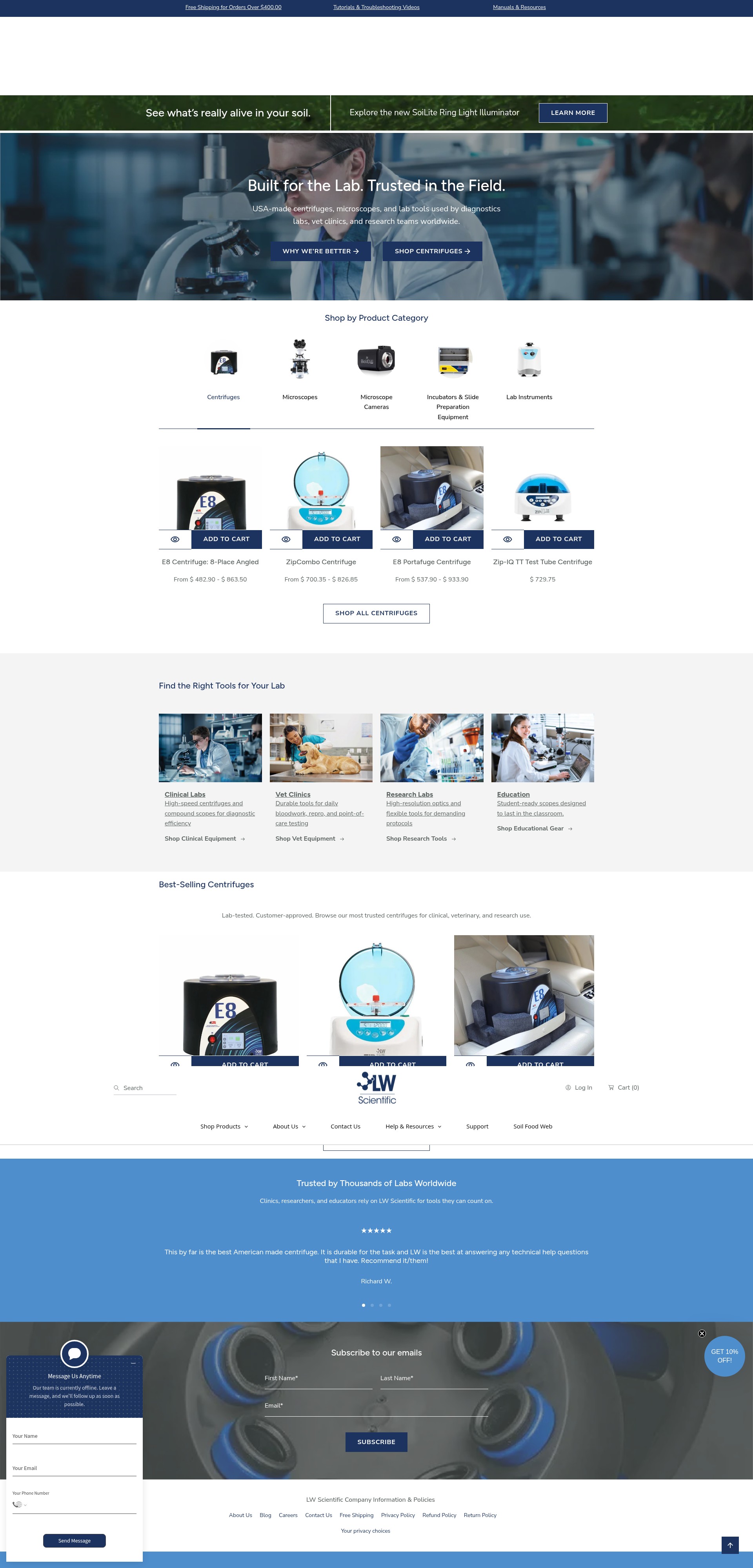 Screenshot of www.lwscientific.com
