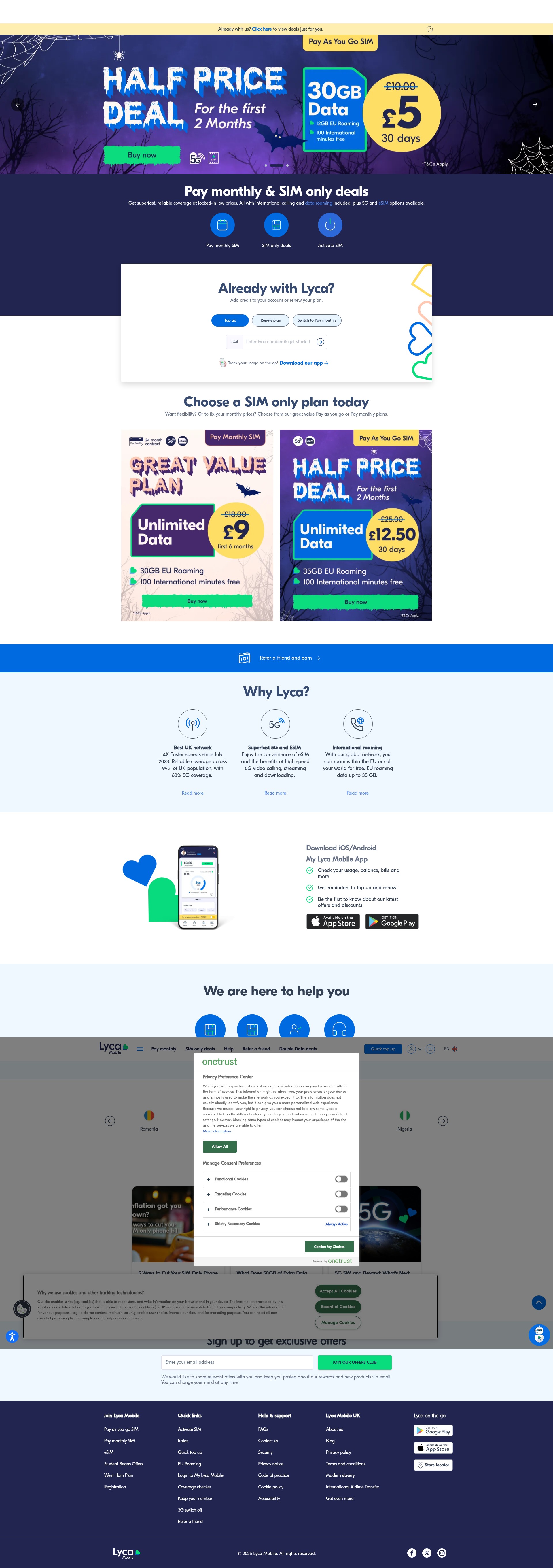 Screenshot of www.lycamobile.co.uk