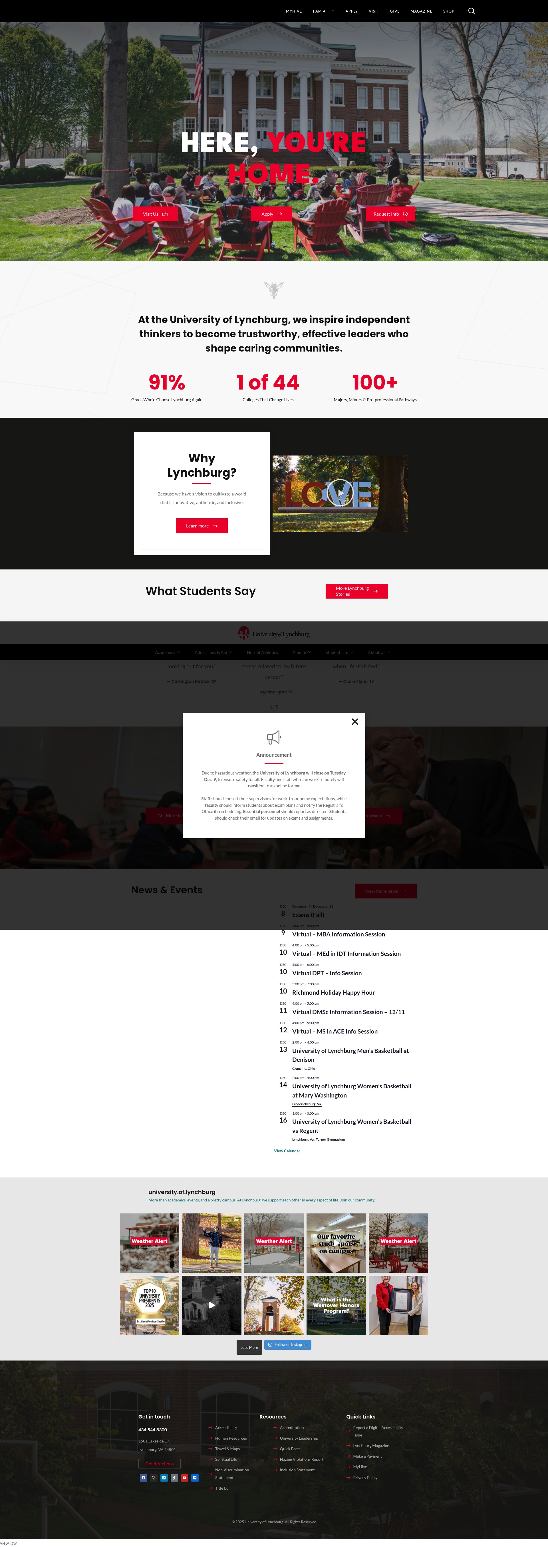 Screenshot of www.lynchburg.edu