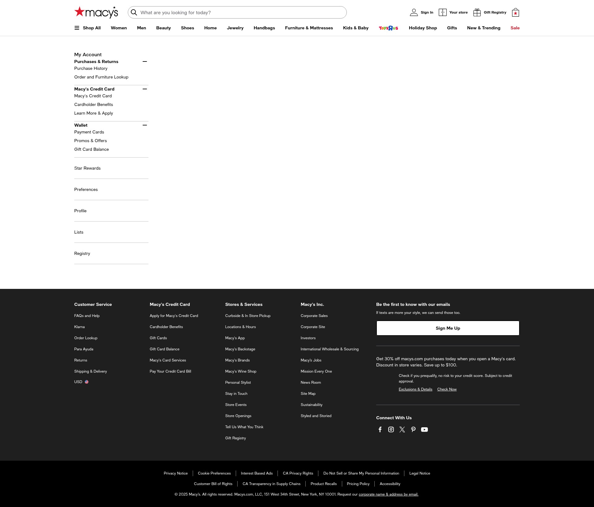 Screenshot of www.macys.com