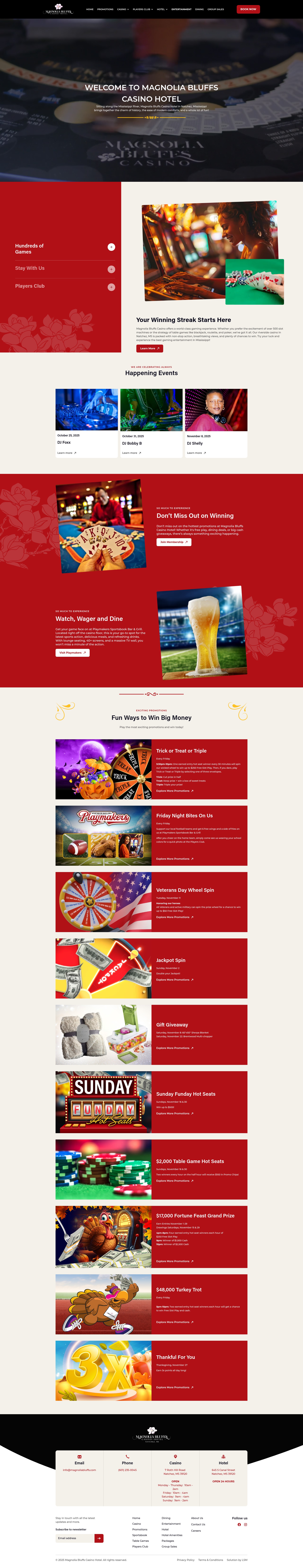 Screenshot of www.magnoliabluffscasino.com