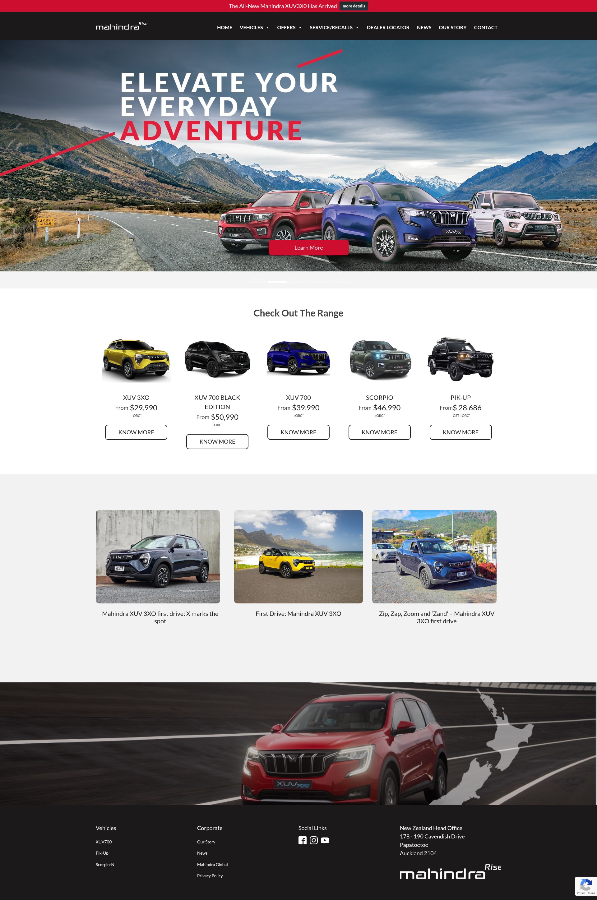 Screenshot of www.mahindra.co.nz