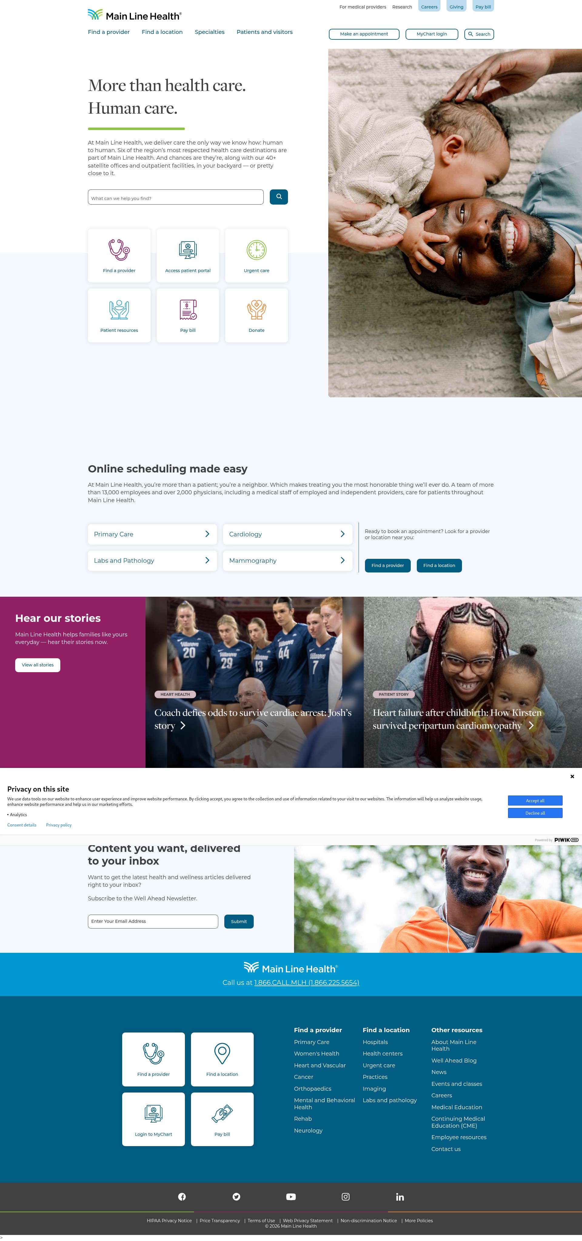 Screenshot of www.mainlinehealth.org