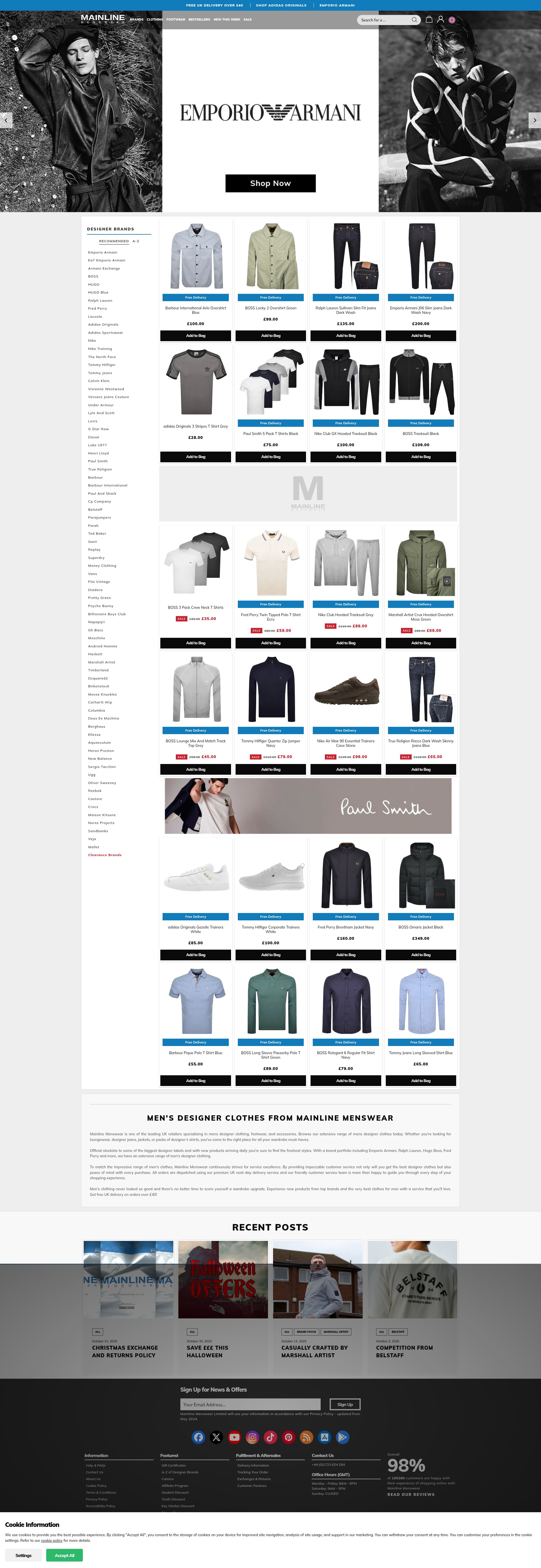 Screenshot of www.mainlinemenswear.co.uk