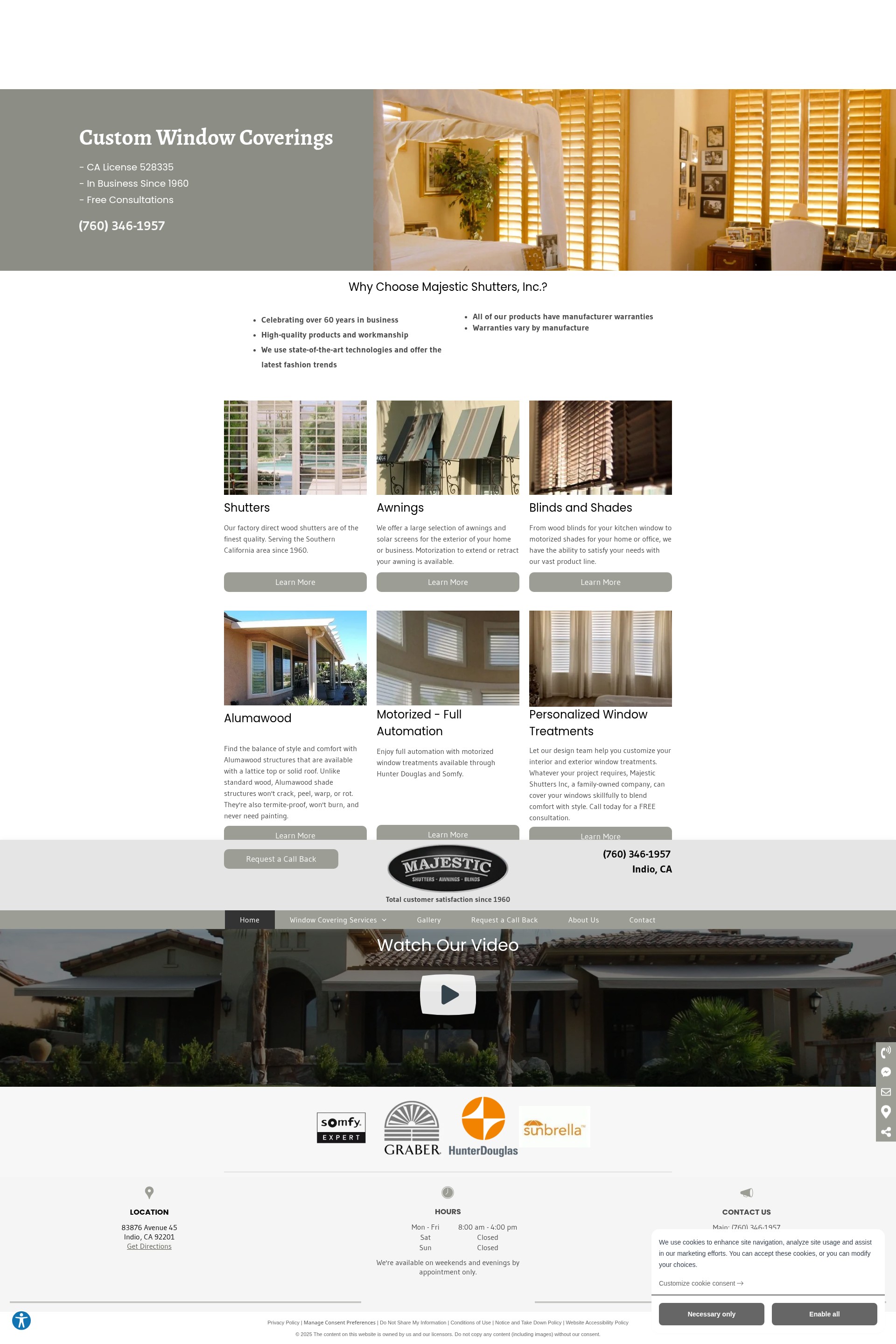 Screenshot of www.majesticshutters.com