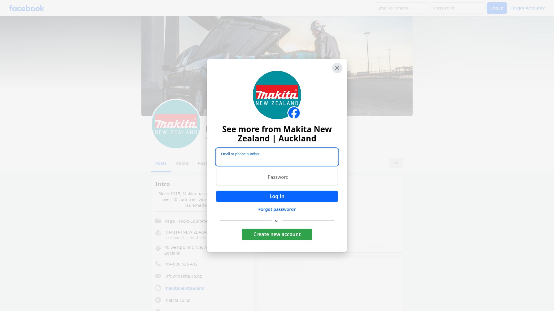Screenshot of www.makita.co.nz